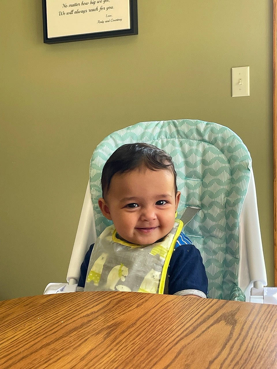 Caleb joined the competition — help win amazing prizes! baby, baby_toddler_clothing, chair, cheek, child, comfort, eye, flooring, fun, furniture, hairstyle, happy, hardwood, joy, person, picture_frame, room, sitting, smile, table