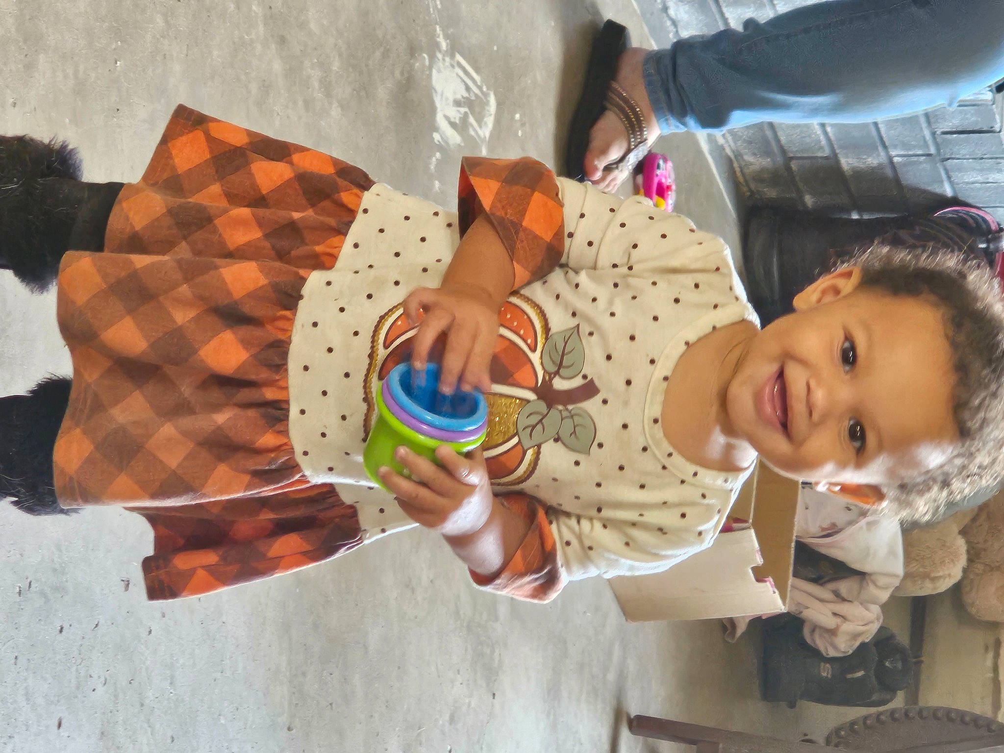 Willow is registered to the contest to win money with this photo: art, baby, baby_products, baby_toddler_clothing, child, comfort, creative_arts, happy, hat, joy, linens, pattern, person, room, smile, textile, toddler, visual_arts