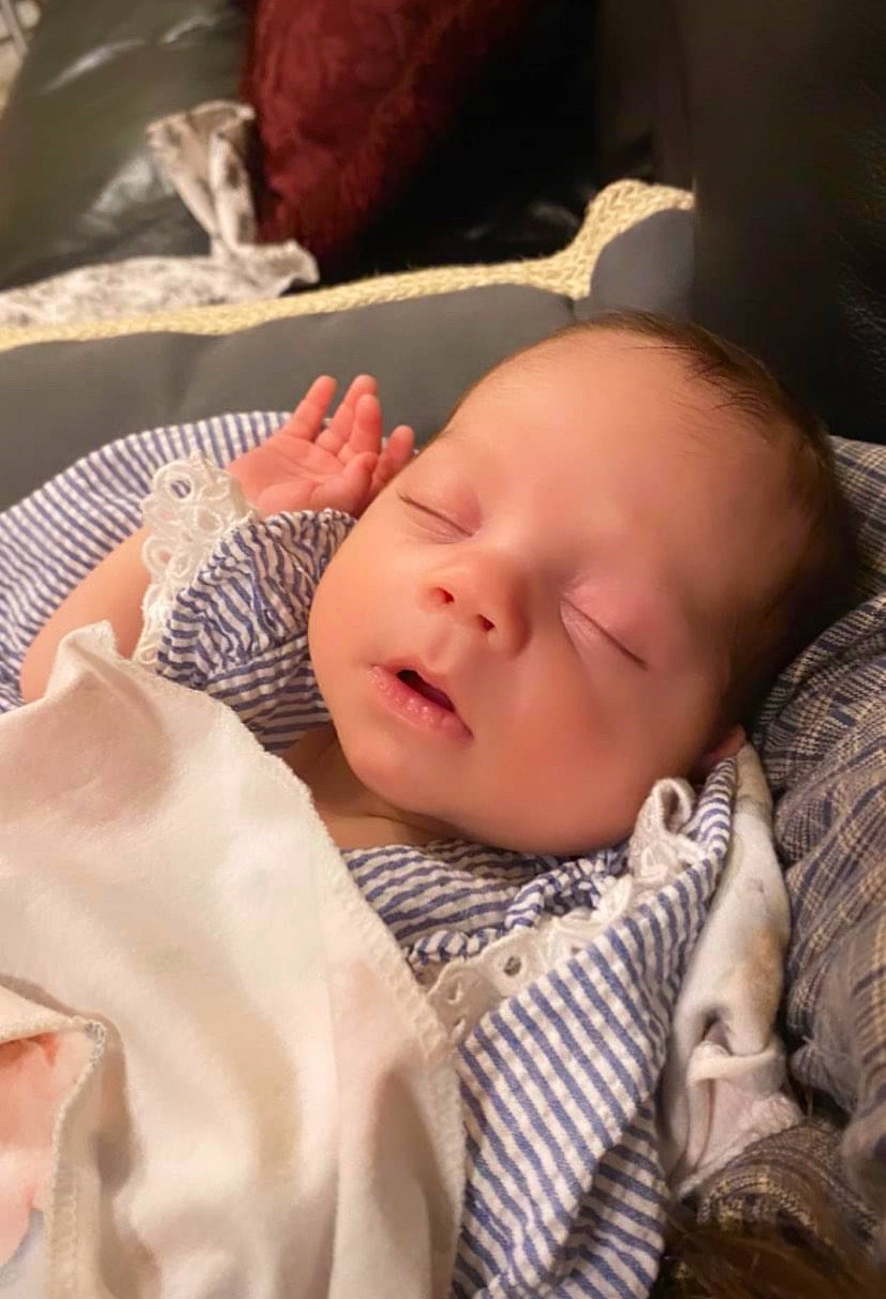 Emilia is registered to the contest to win money with this photo: baby, baby_products, baby_toddler_clothing, bedtime, brown, cheek, child, chin, comfort, eye, eyebrow, iris, linens, lip, nap, nose, pattern, person, skin, sleeve