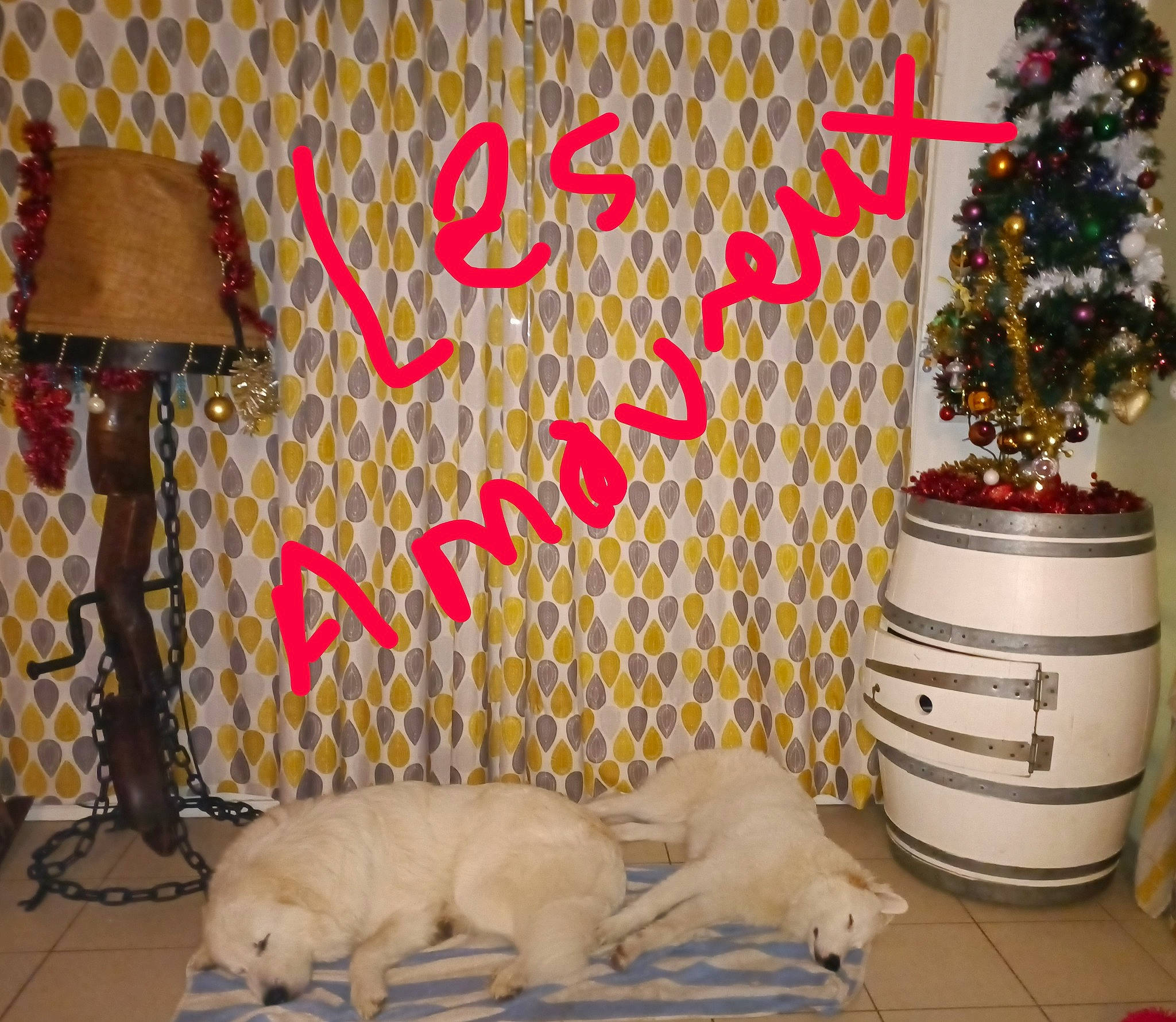 Tina participe au concours pour gagner de l'argent avec cette photo : christmas_decoration, christmas_ornament, christmas_tree, decoration, event, fawn, flooring, house, interior_design, lamp, linens, living_room, ornament, plant, room, textile, toy, tree, window, wood