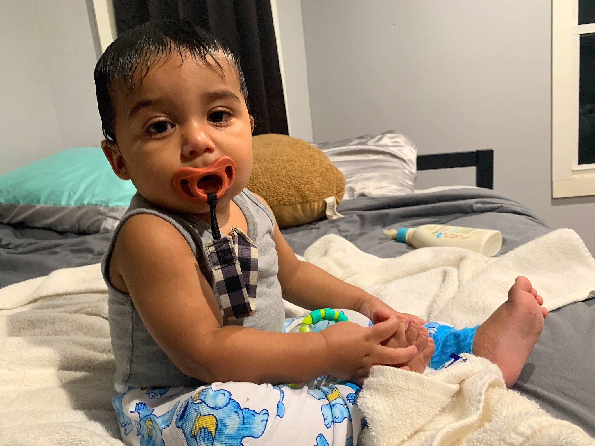 Angelo joined the competition — help win amazing prizes! arm, baby, baby_toddler_clothing, bedding, child, comfort, couch, finger, fun, happy, health_care, linens, person, picture_frame, room, sitting, skin, smile, t_shirt, toddler