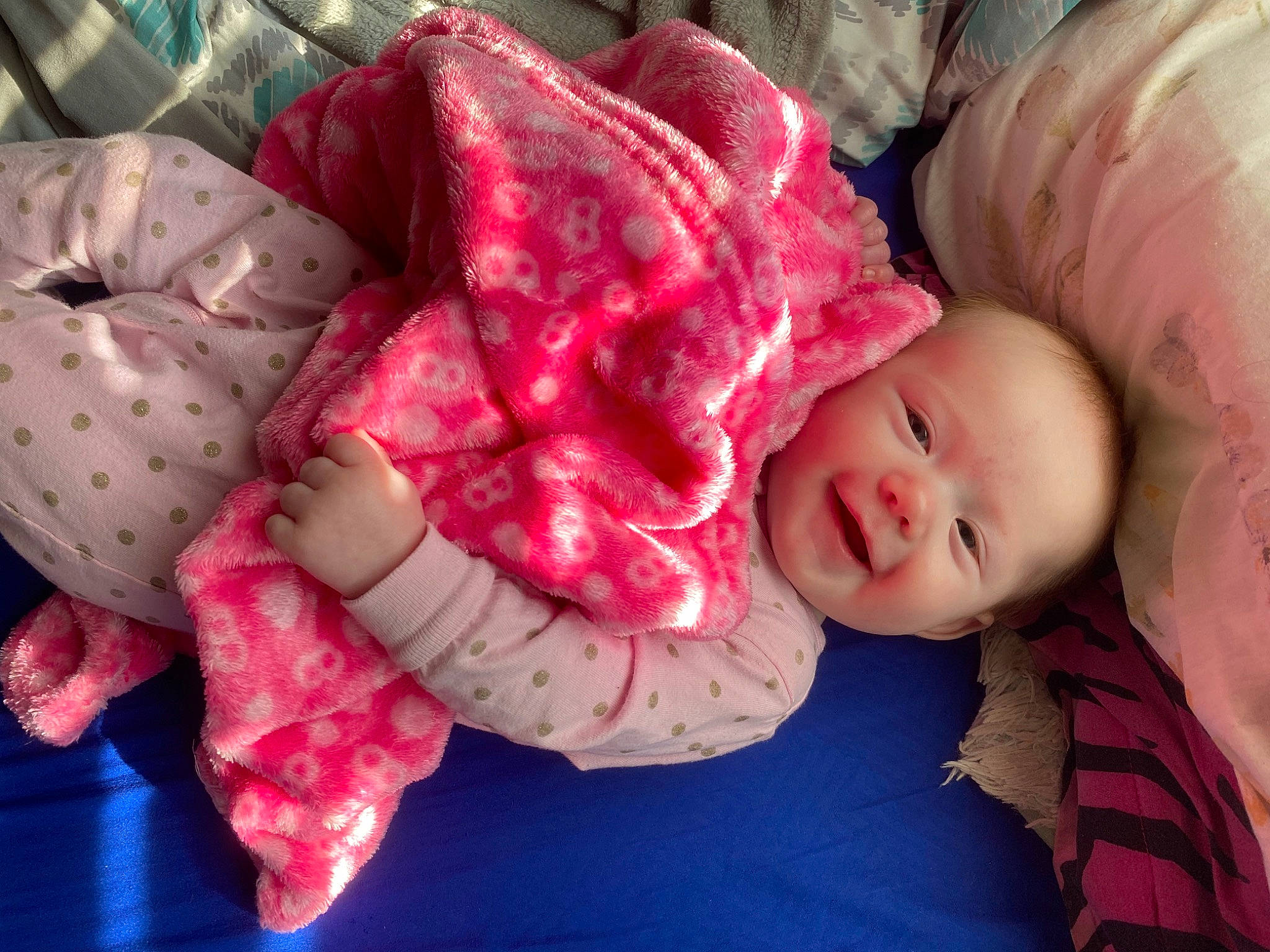 Kyra joined the competition — help win amazing prizes! baby, baby_toddler_clothing, carmine, child, comfort, eye, headgear, linens, lip, magenta, mammal, mouth, pattern, person, petal, pink, rose, skin, textile, toddler