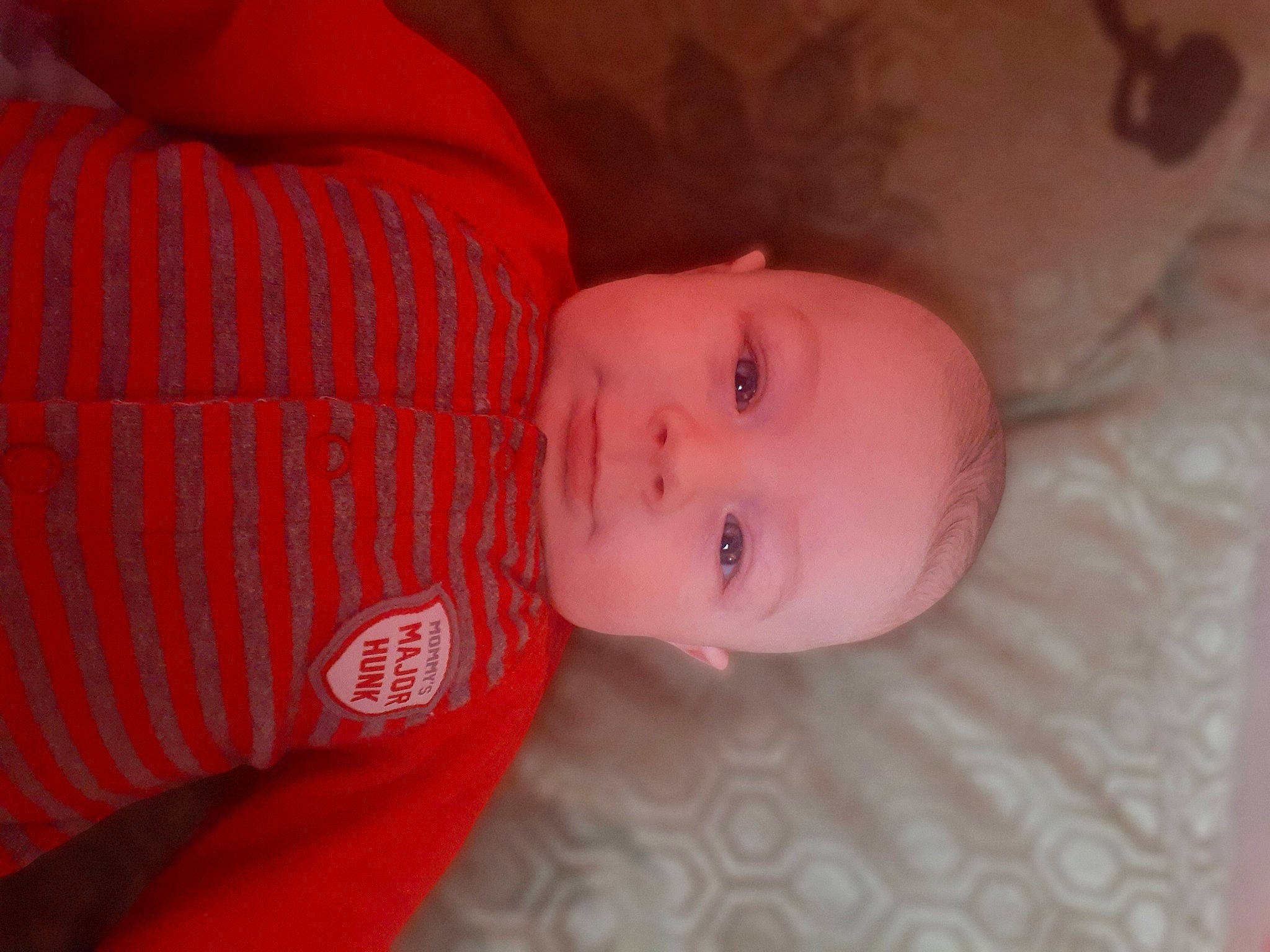 Jaden joined the competition — help win amazing prizes! baby, baby_products, baby_toddler_clothing, bedtime, cheek, child, comfort, eyelash, flooring, linens, lip, nose, pattern, person, room, skin, sleeve, smile, toddler, wood