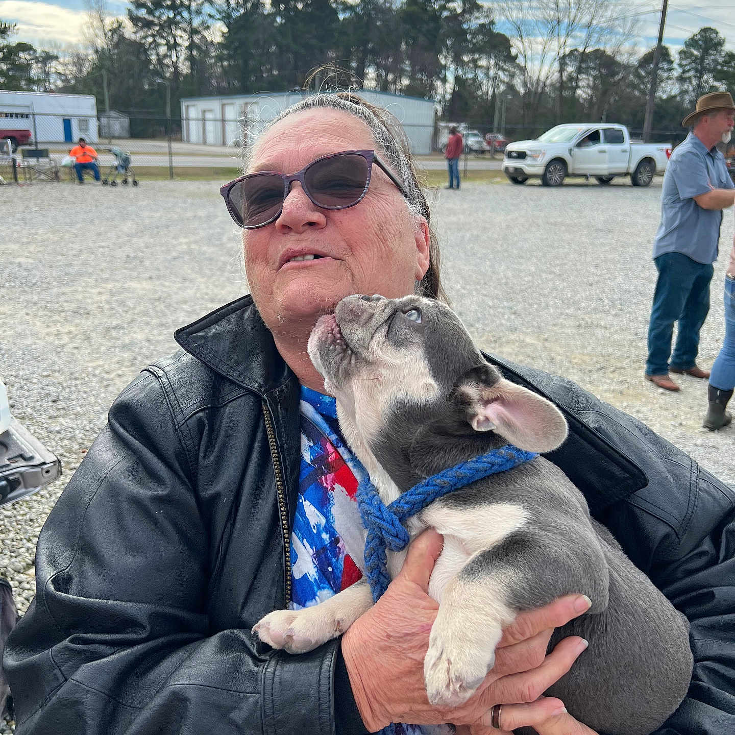Teddy Bear Davis joined the competition — help win amazing prizes! accessories, adult, clothing, coat, face, footwear, glasses, hat, head, jacket, male, person, photography, pickuptruck, portrait, shoe, sunglasses, transportation, truck, vehicle