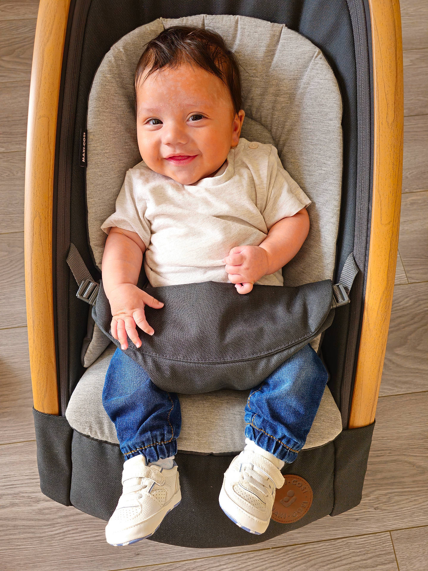Reuben joined the competition — help win amazing prizes! baby, bed, chair, clothing, face, footwear, furniture, happy, head, homedecor, jeans, pants, person, photography, portrait, runningshoe, shoe, sitting, smile, sneaker