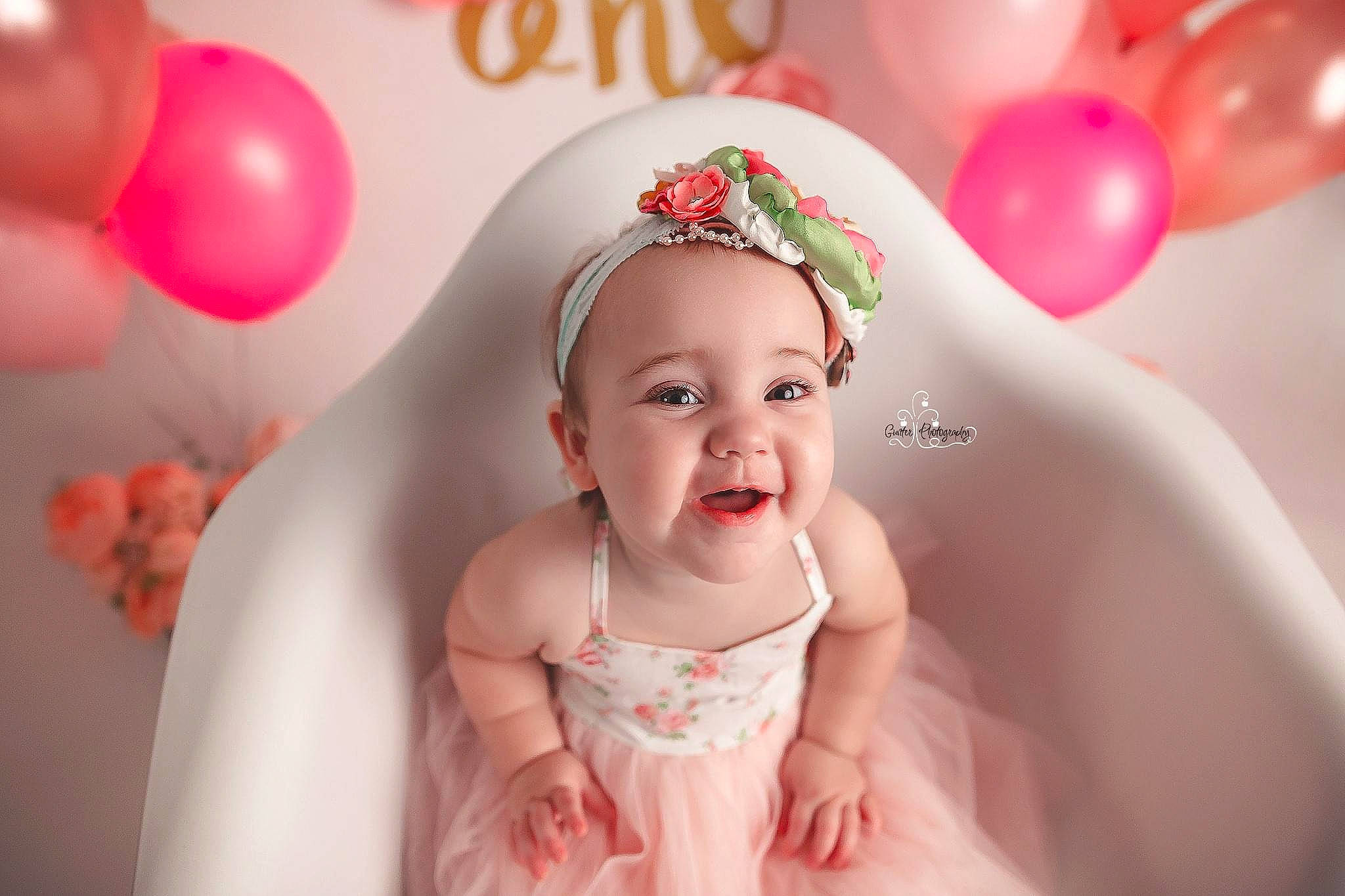 Ansley joined the competition — help win amazing prizes! baby, birthday, child, hair_accessory, happy, headband, headgear, headpiece, party, person, photograph, photography, pink, skin, smile, sweetness, toddler