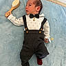 Dominic joined the competition — help win amazing prizes! baby, baby_fashion, blanket, bow_tie, child, clothing, curious, cute, face, hand, indoor, infant, lying_down, newborn, pacifier, portrait, red_socks, soft_texture, suspenders, wooden_brush