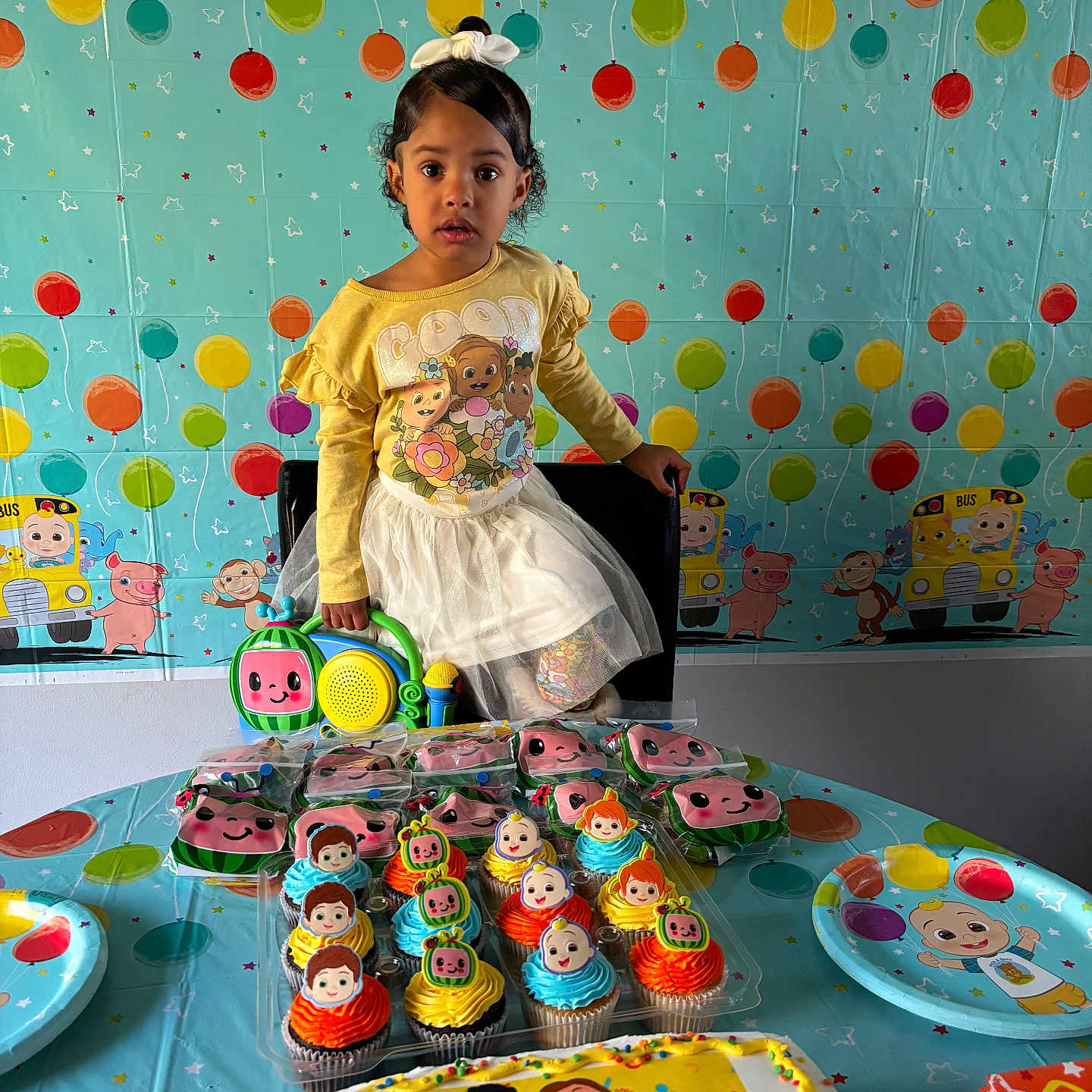 Harmony is registered to the contest to win money with this photo: balloon, birthdaycake, birthdayparty, cake, child, cream, cupcake, dessert, face, female, food, fun, girl, head, icing, party, people, person, plate, sweets