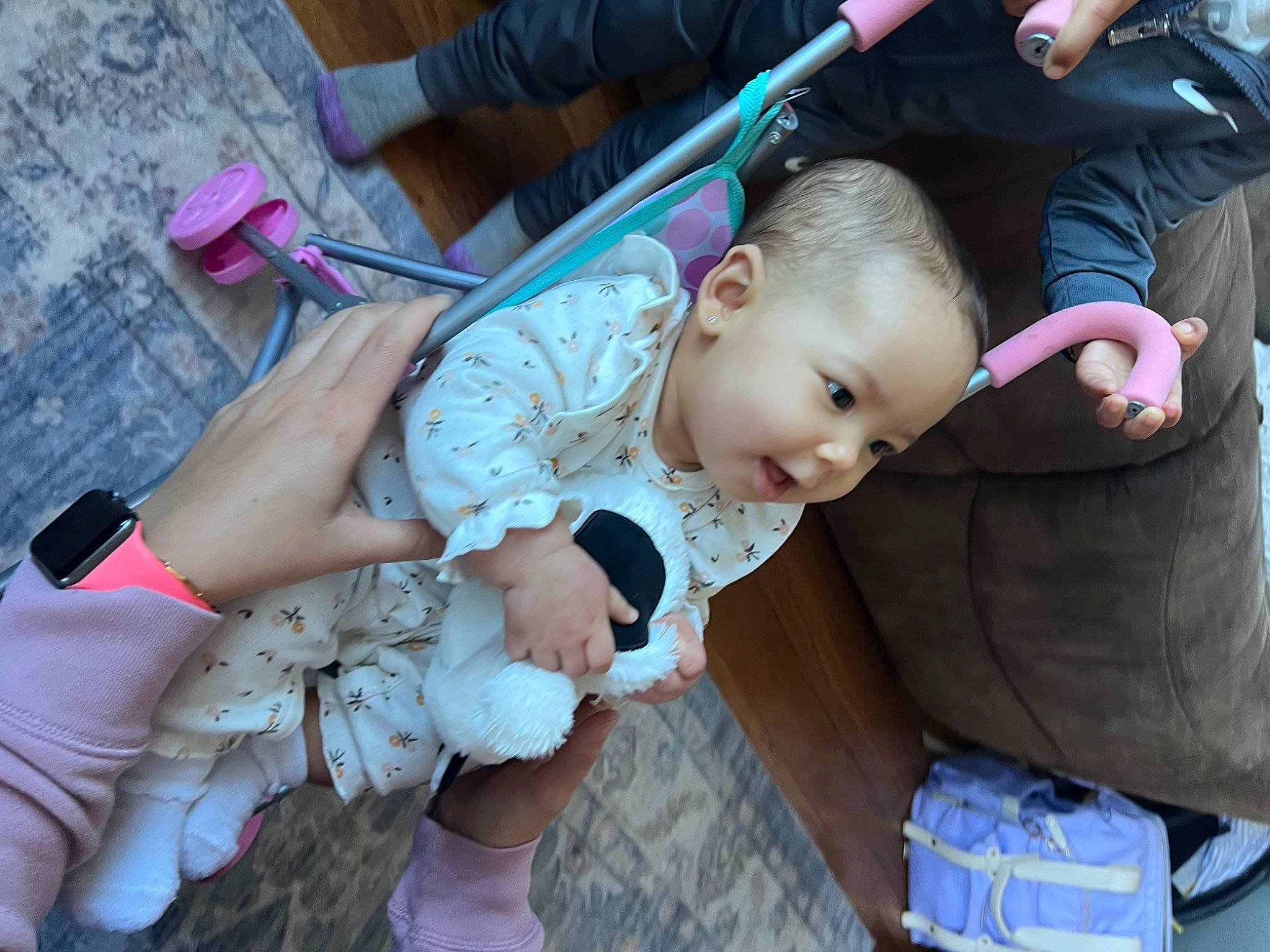 Violet joined the competition — help win amazing prizes! baby, baby_carriage, baby_products, baby_toddler_clothing, cheek, child, event, finger, fun, happy, leisure, person, pink, plant, purple, recreation, sitting, skin, smile, toddler