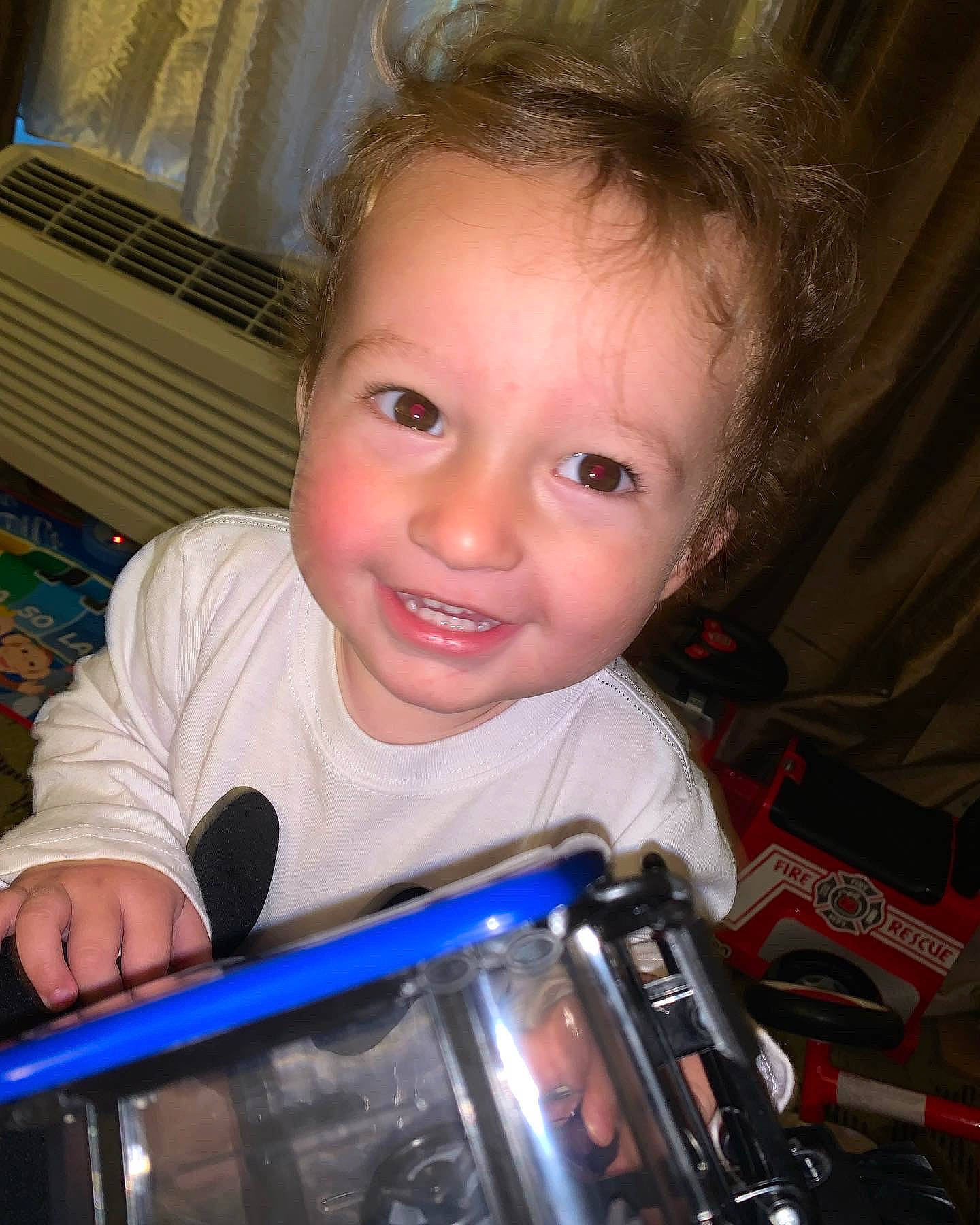 Matteo joined the competition — help win amazing prizes! baby, baby_products, cheek, child, drink, drinkware, electric_blue, eyelash, finger, fun, happy, iris, joy, nose, person, plastic, sitting, smile, t_shirt, toddler