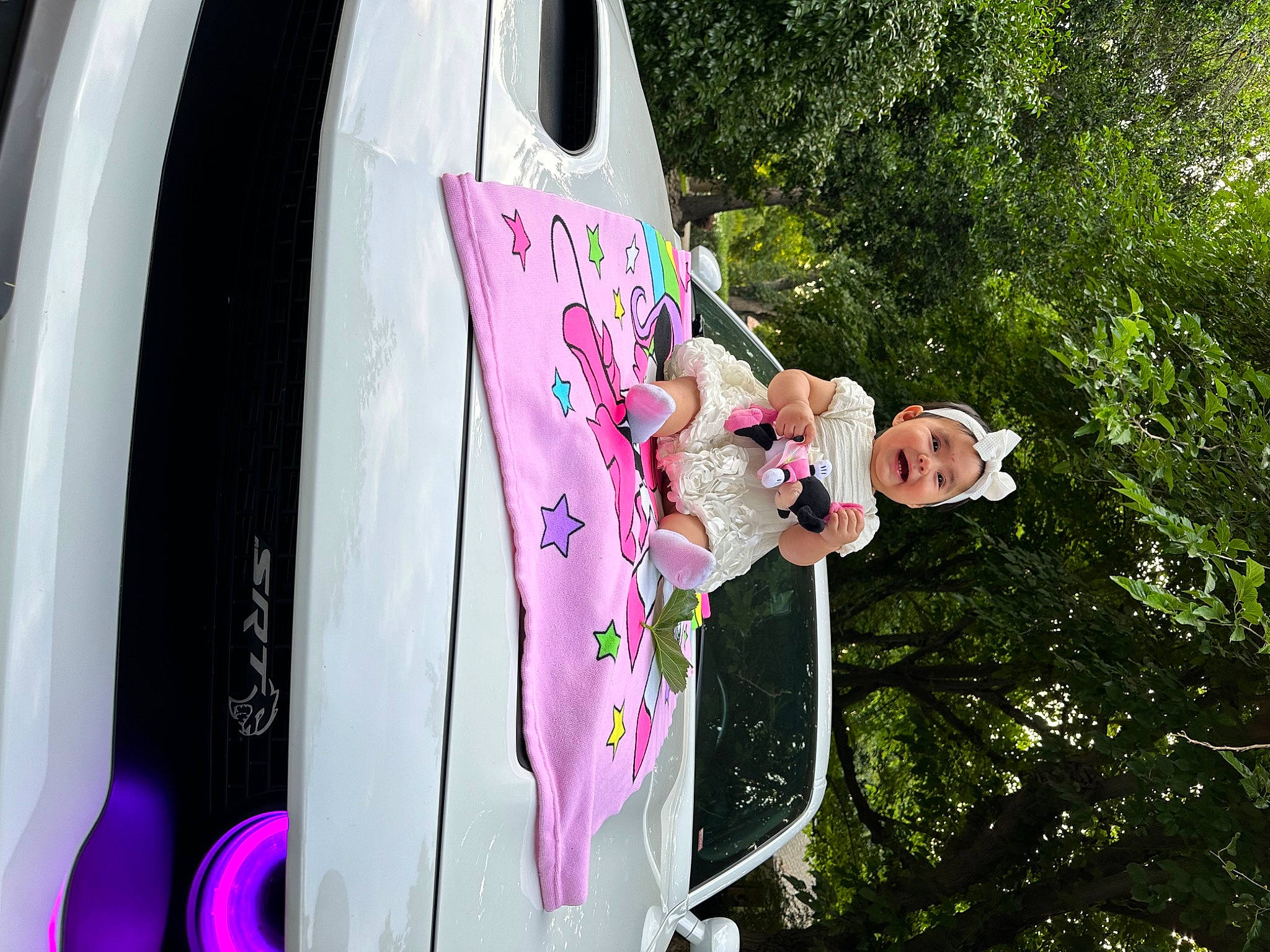 Analina joined the competition — help win amazing prizes! auto_part, automotive_exterior, automotive_lighting, bumper, car, event, family_car, fashion_accessory, fun, grass, headwear, leisure, magenta, motor_vehicle, person, pink, plant, recreation, toy, tree