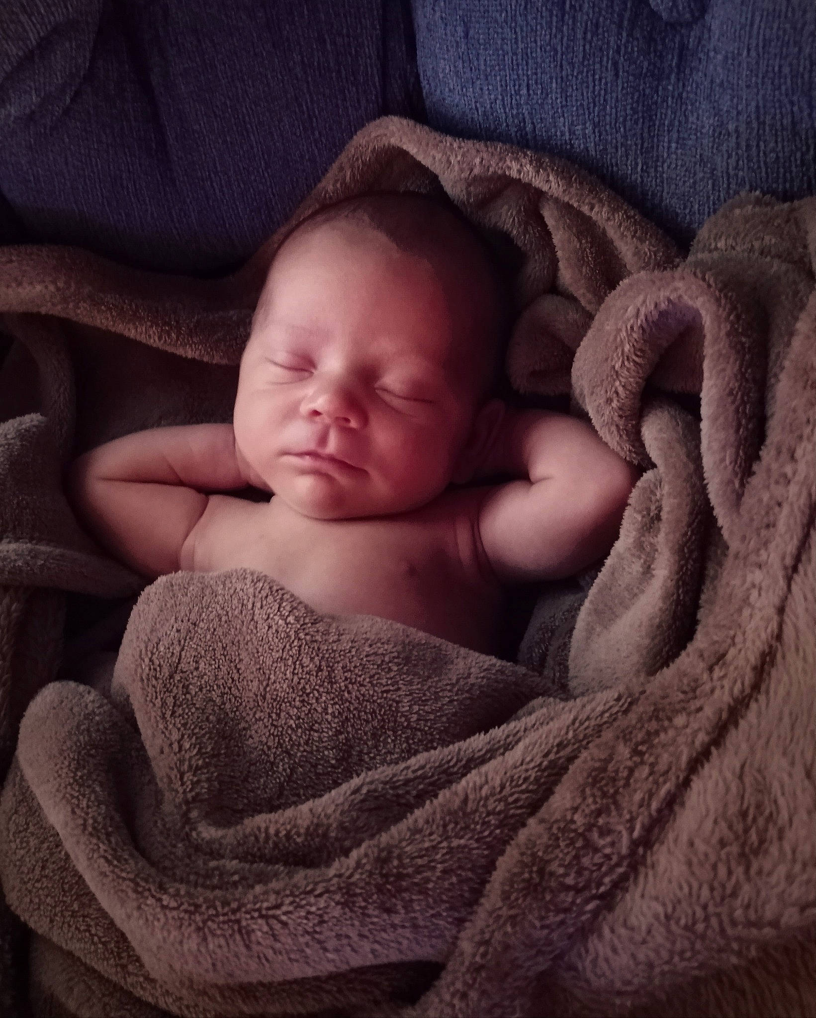 Thaddeus is registered to the contest to win money with this photo: baby, baby_sleeping, bedding, bedtime, cheek, child, close_up, comfort, face, flesh, fur, grey, linens, lip, pattern, person, sitting, skin, textile, toddler