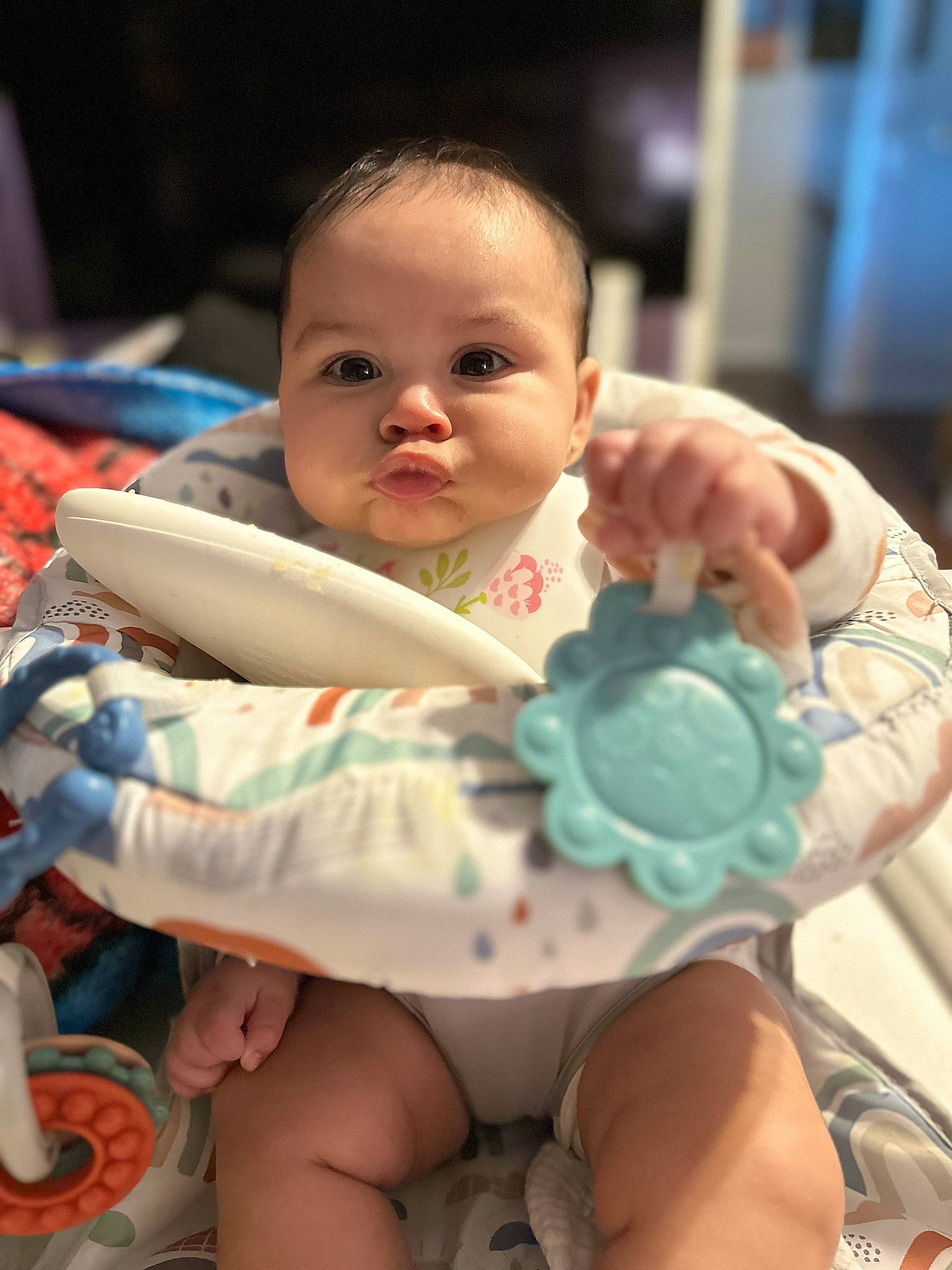 Adelaida is registered to the contest to win money with this photo: baby, baby_products, baby_toddler_clothing, cheek, child, comfort, eye, face, facial_expression, finger, hairstyle, happy, head, mouth, person, product, sitting, skin, thigh, thumb