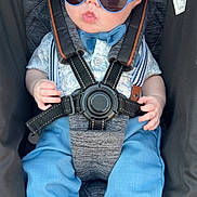 Briceson joined the competition — help win amazing prizes! baby, blue_clothing, bow_tie, car_seat, child, cute, face, fashion, hands, harness, head, indoors, infant, photography, portrait, pout, safety_belt, seated, sunglasses, vehicle