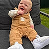 Briceson joined the competition — help win amazing prizes! baby, chair, child, close_up, cushion, fashion, furniture, fuzzy_clothing, garden, grass, happy, infant, outdoor, patio, portrait, romper, seated, shoes, smiling, socks