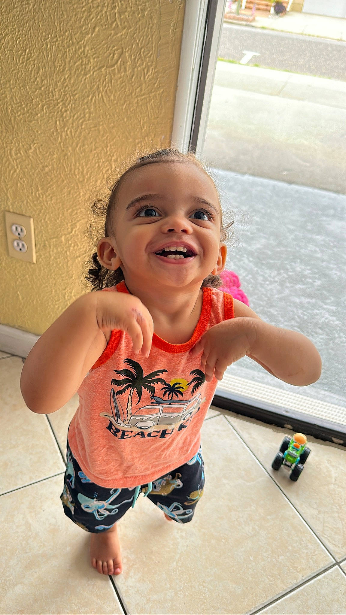 King joined the competition — help win amazing prizes! arm, baby_toddler_clothing, cheek, chin, clothing, eye, finger, flooring, hand, happy, head, human_body, joint, joy, leg, mouth, nose, person, skin, sleeve