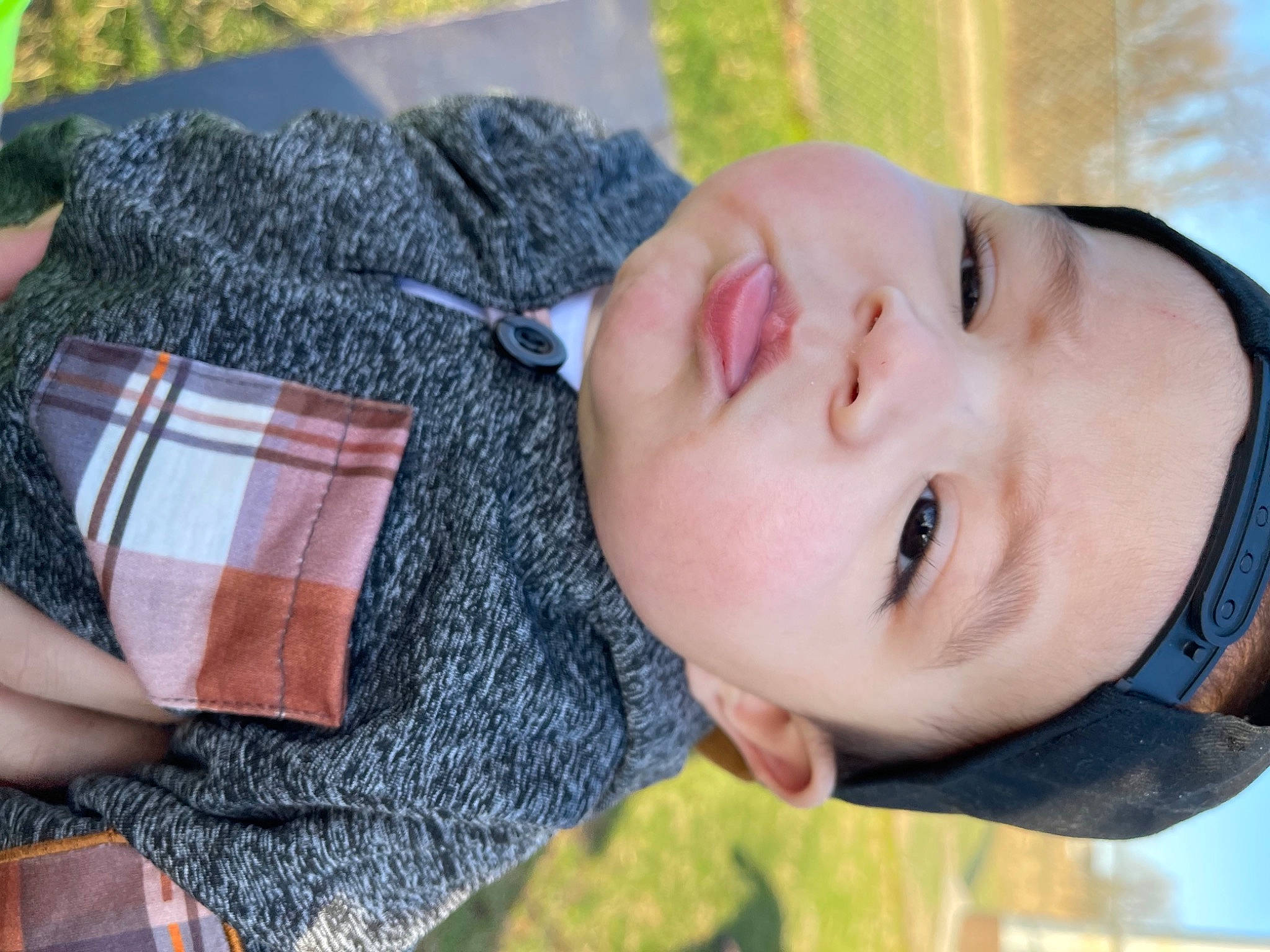 Jase joined the competition — help win amazing prizes! beauty, child, cool, eyelash, fashion_accessory, grass, happy, headwear, jacket, leisure, lip, neck, nose, pattern, person, plaid, plant, skin, street_fashion, textile