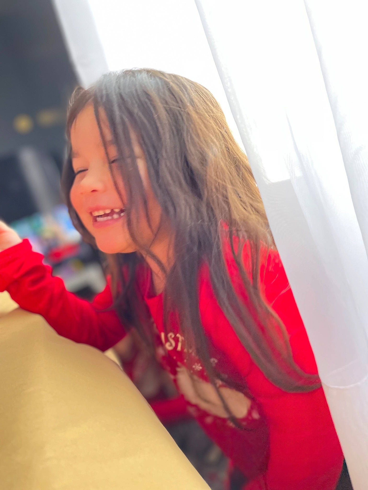 Ofelia joined the competition — help win amazing prizes! air_travel, automotive_design, blond, brown_hair, child, curtain, fun, happy, laugh, leisure, long_hair, magenta, motor_vehicle, person, recreation, room, sitting, smile, t_shirt, toddler