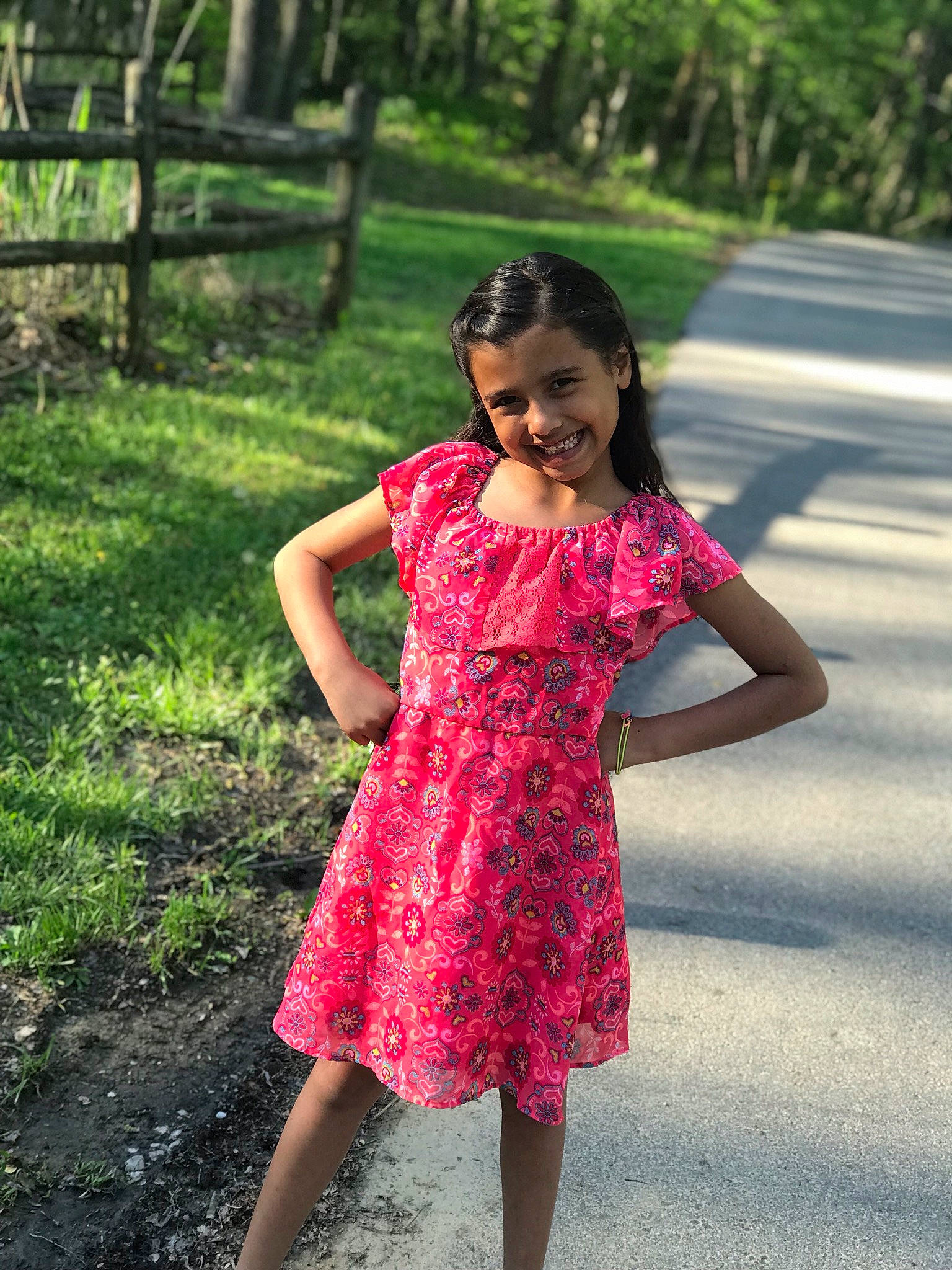 Aaliyah is registered to the contest to win money with this photo: beauty, child, child_model, clothing, day_dress, dress, grass, green, joy, lady, magenta, pattern, person, photography, pink, plant, red, shoe, smile, summer