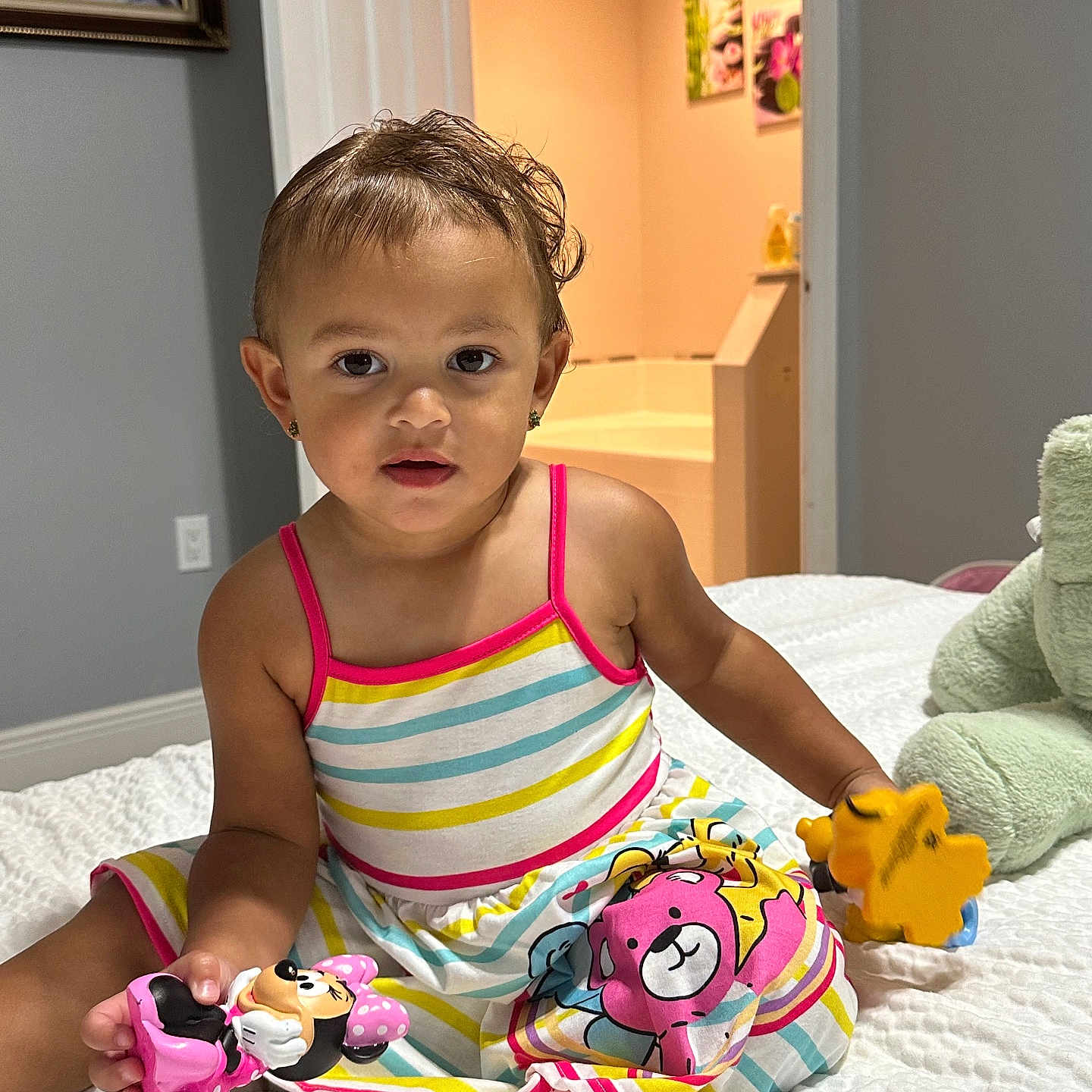 Kaylani joined the competition — help win amazing prizes! art, baby, bed, bedroom, bodypart, couch, cushion, face, finger, furniture, hand, head, homedecor, indoors, painting, person, photography, portrait, room, sitting
