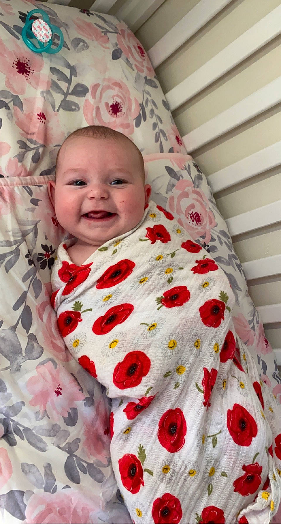 Emory Kate joined the competition — help win amazing prizes! baby, baby_toddler_clothing, bedding, clothing, comfort, eye, face, facial_expression, happy, joy, linens, outerwear, pattern, person, pink, product, skin, sleeve, smile, t_shirt