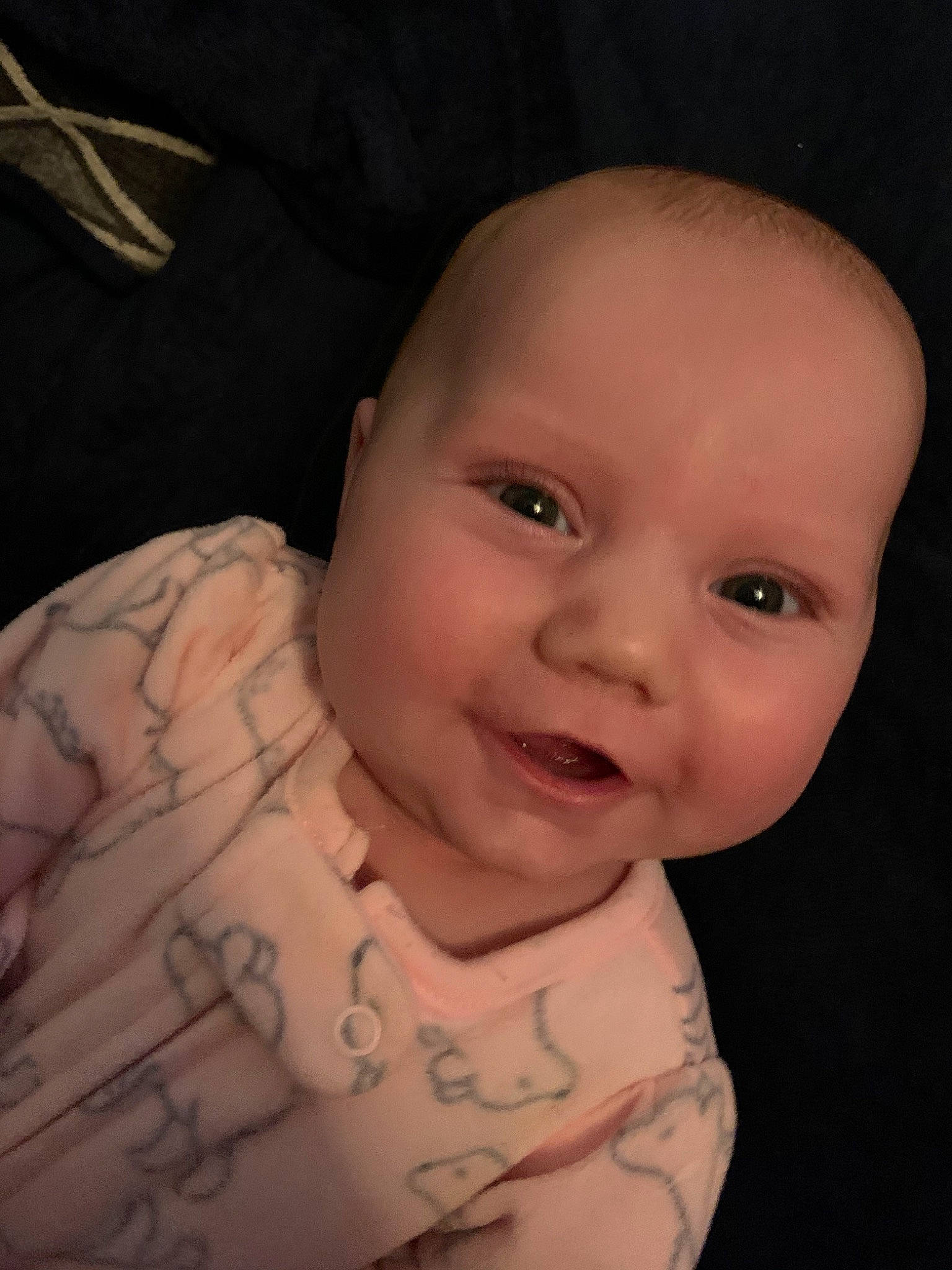 Avaleigh is registered to the contest to win money with this photo: arm, baby, cheek, child, chin, eye, eyebrow, face, facial_expression, forehead, head, human, iris, lip, mouth, nose, organ, person, skin, smile