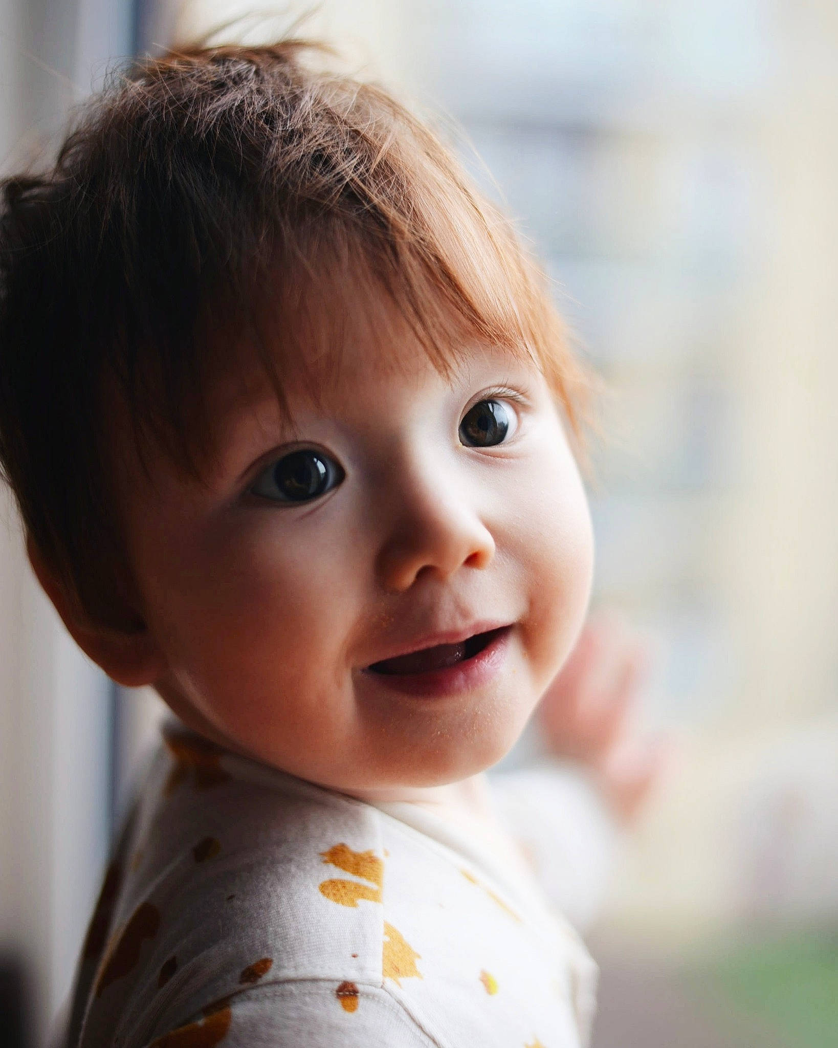 Callum joined the competition — help win amazing prizes! baby, baby_toddler_clothing, brown_hair, cheek, child, close_up, collar, dress_shirt, eye, eyelash, face, happy, iris, lip, nose, pattern, person, portrait_photography, sleeve, smile