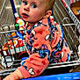 Ellie joined the competition — help win amazing prizes! child, toddler, shopping_cart, supermarket, grocery, aisle, cart, jacket, pink_jacket, face, eyes, portrait, hand, holding, sneakers, floor, box, bottle, shelf, parent_hand
