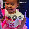 Lariah joined the competition — help win amazing prizes! toddler, child, baby, smiling, portrait, birthday, birthday_outfit, peppa_pig, pink, tutu, shirt, skirt, standing, indoor, colorful_lighting, play_button, video_interface, closeup, happy, people