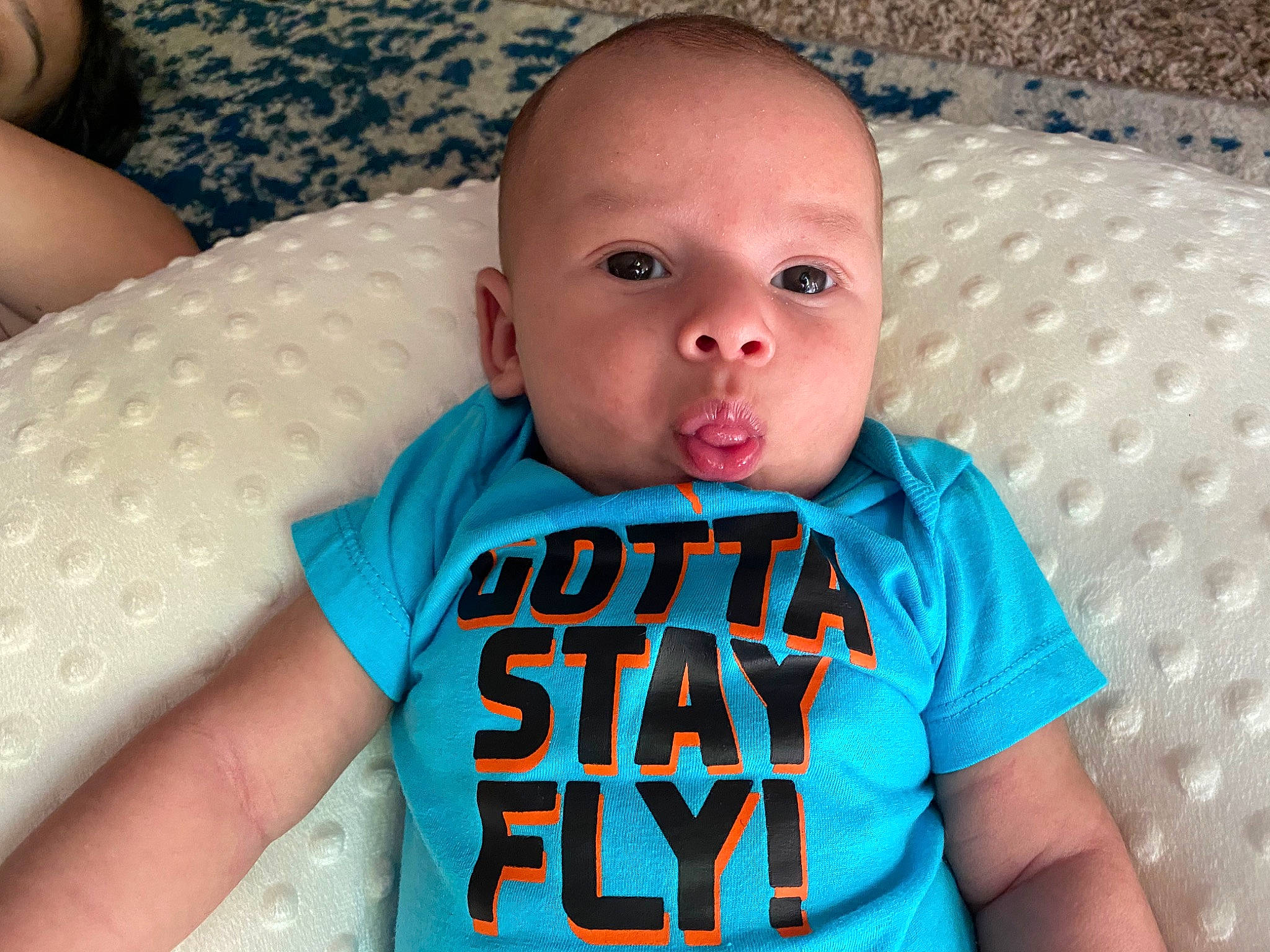 Ash joined the competition — help win amazing prizes! baby, baby_making_funny_faces, baby_products, baby_toddler_clothing, blue, cheek, child, cool, eye, face, head, mouth, muscle, neck, nose, person, product, skin, t_shirt, toddler