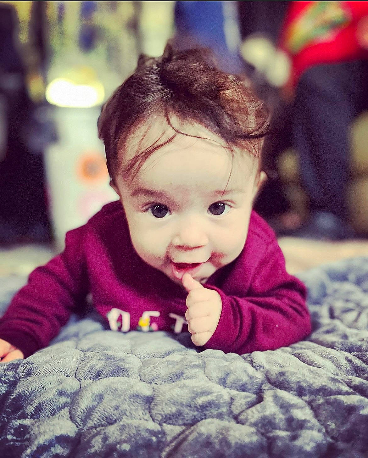 Micaela joined the competition — help win amazing prizes! baby, black, cheek, comfort, eye, face, facial_expression, flash_photography, hairstyle, happy, head, human, light, lip, nose, person, photograph, skin, smile, toddler
