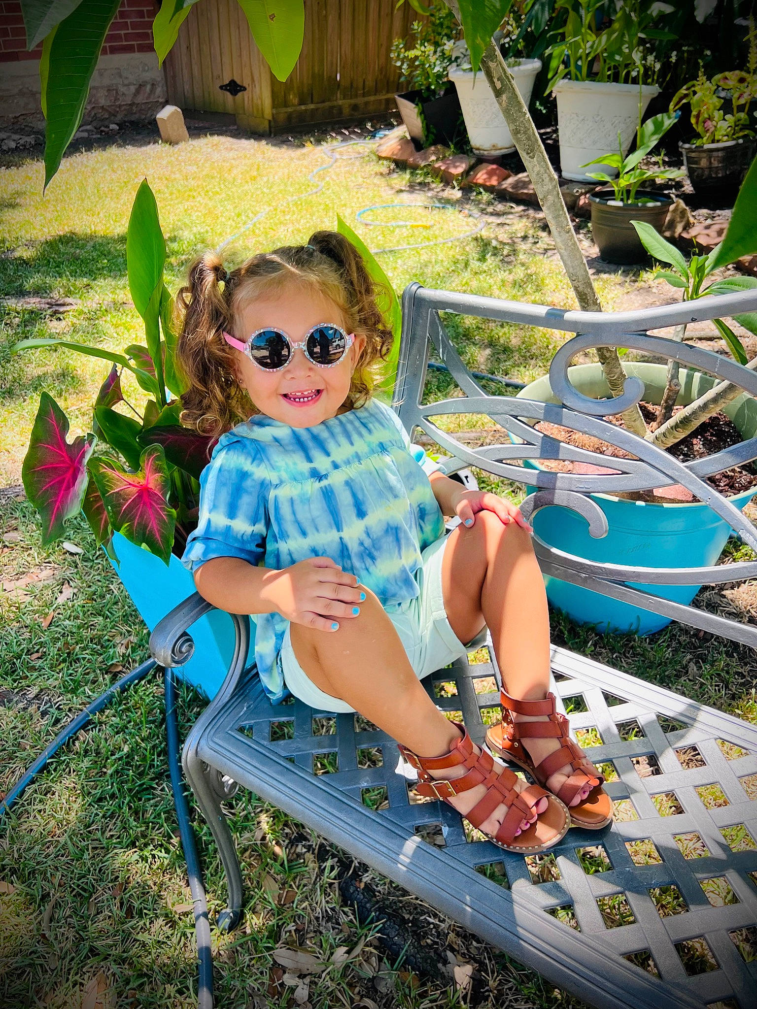 Astraea joined the competition — help win amazing prizes! baby_toddler_clothing, botany, chair, electric_blue, eyewear, fun, glasses, goggles, grass, green, happy, joy, leaf, leisure, outdoor_furniture, person, plant, smile, summer, sunglasses