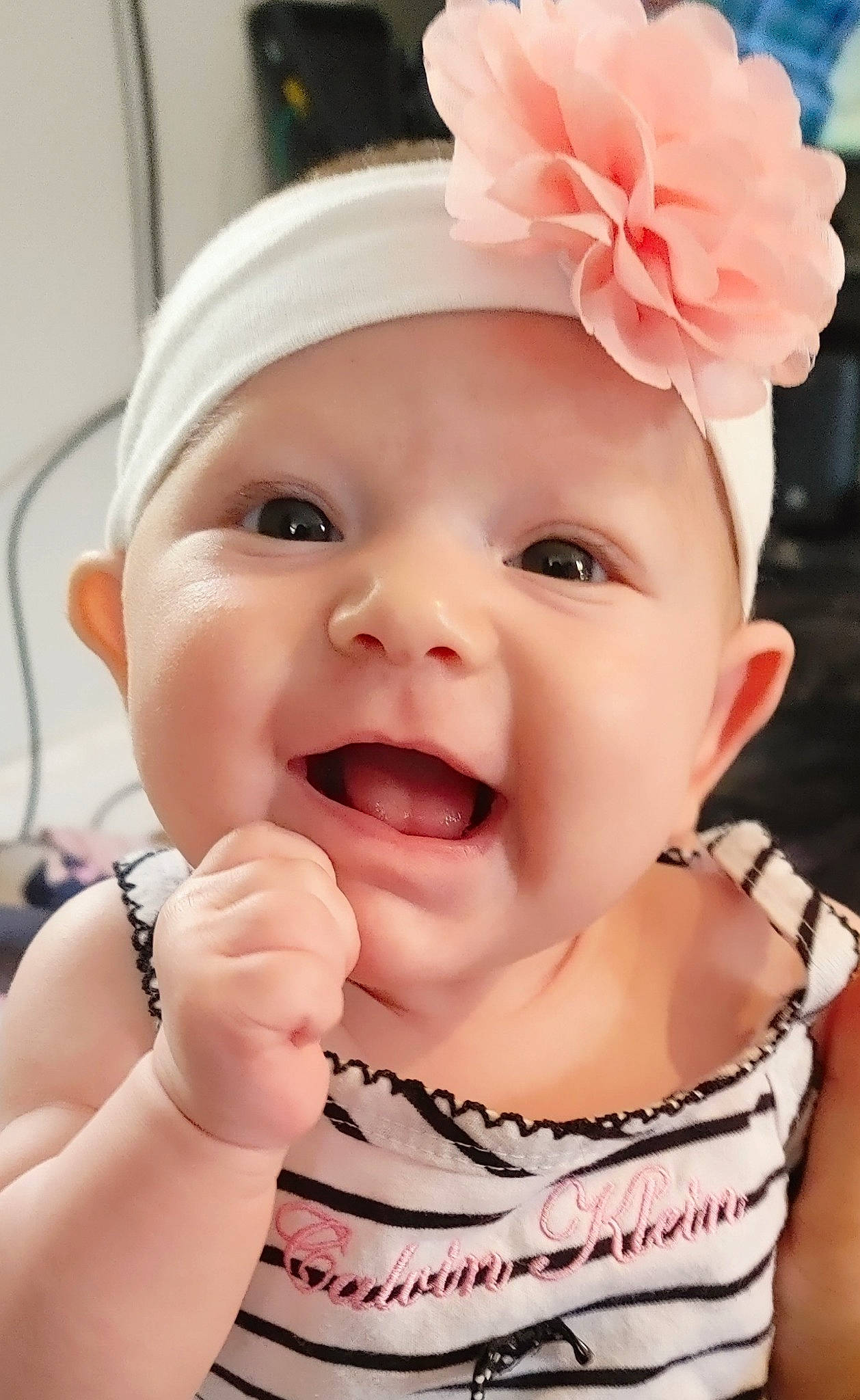 Vivien joined the competition — help win amazing prizes! baby, baby_toddler_clothing, cap, cheek, chin, eye, eyebrow, face, finger, gesture, hairstyle, happy, head, headwear, human_body, iris, lip, mouth, person, pink