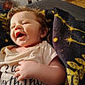 Bellamy joined the competition — help win amazing prizes! baby, child, smiling, happy, face, hand, blanket, star_pattern, tshirt, indoor, light, cozy, cute, infant, portrait, skin, hair, expression, relaxation, comfort