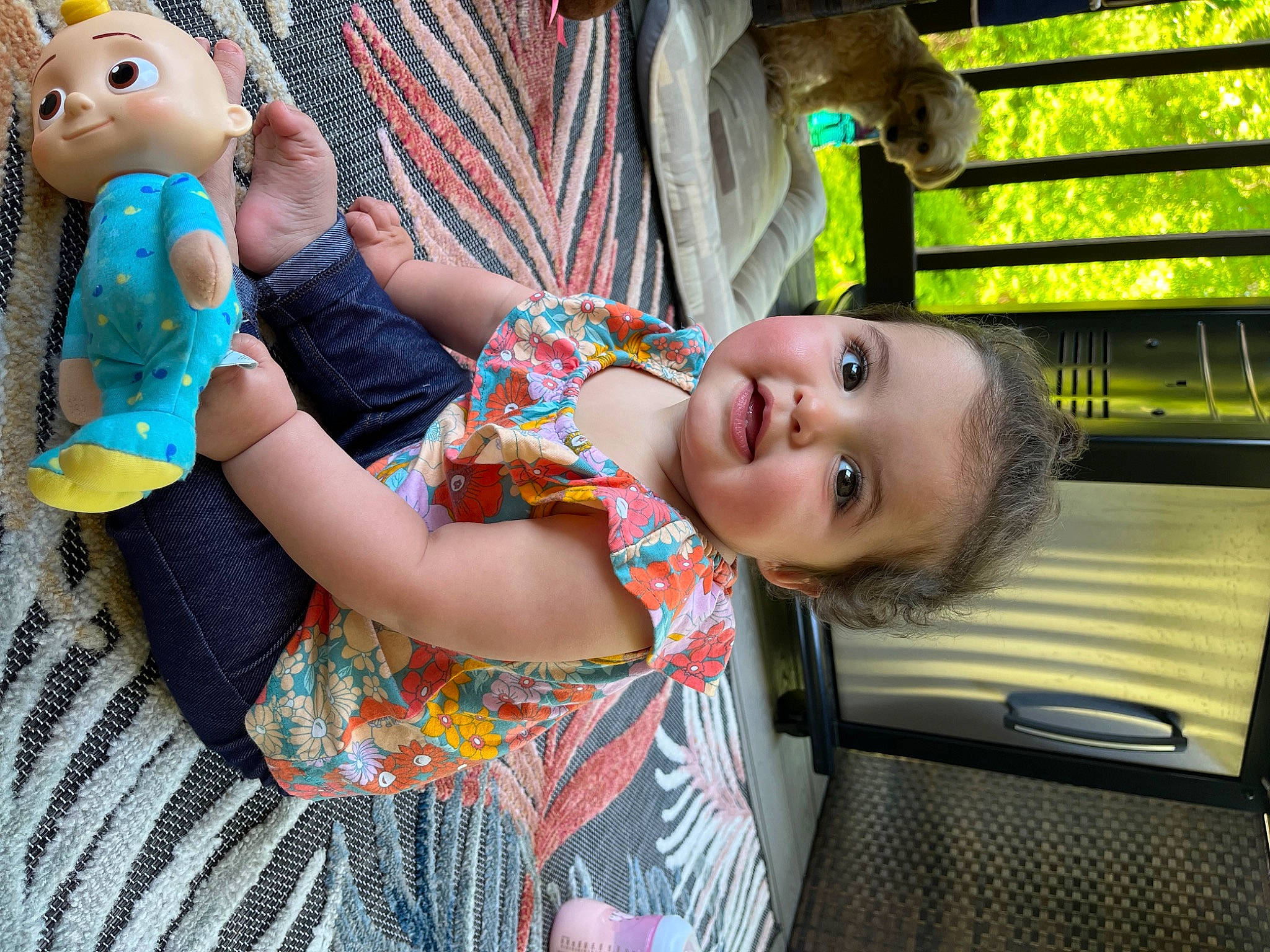 Arden is registered to the contest to win money with this photo: baby, baby_products, baby_toddler_clothing, baby_toys, child, doll, fun, grass, green, happy, leisure, nail, pattern, person, play, sitting, skin, smile, toddler, toy