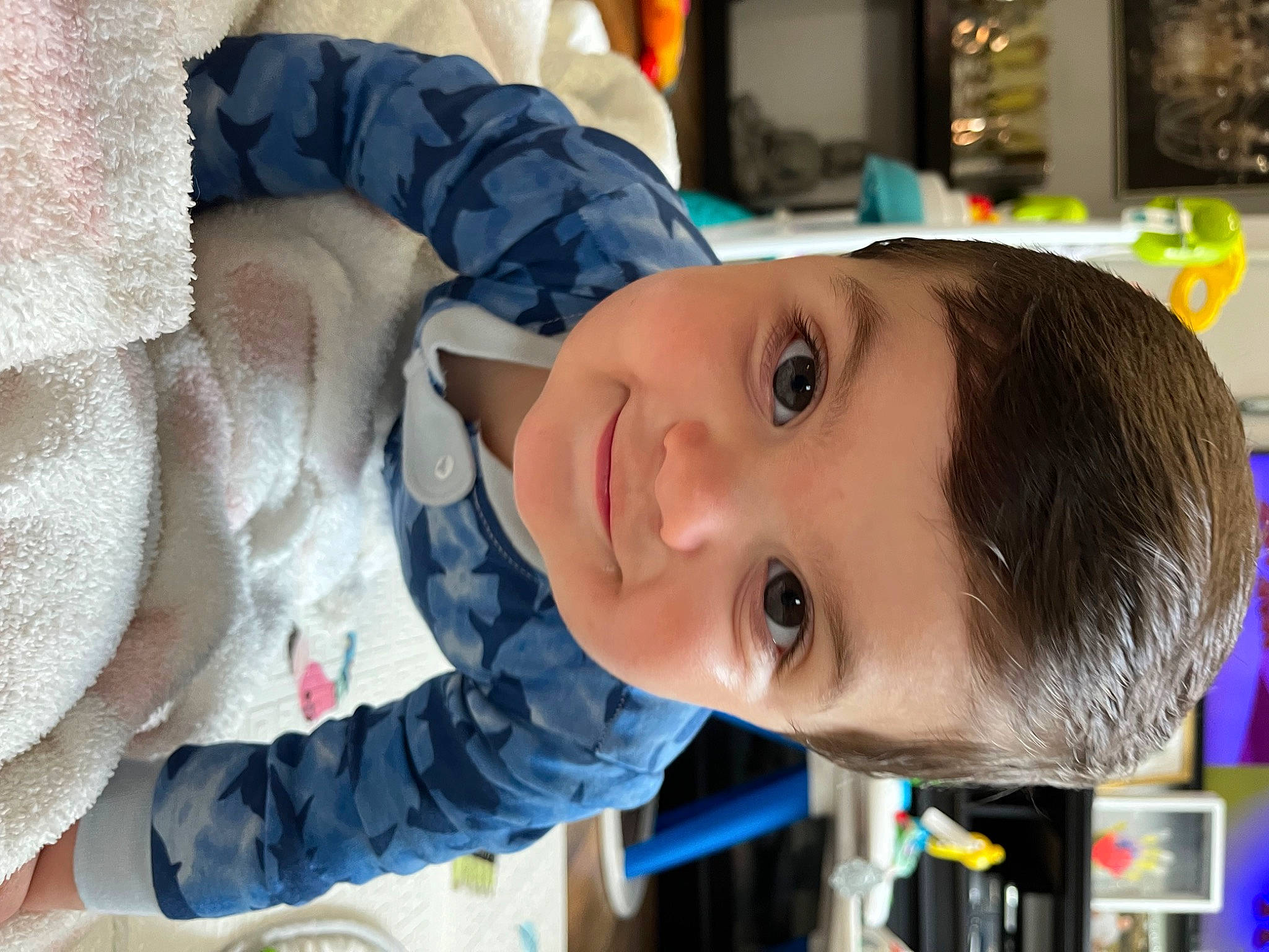 Ryker is registered to the contest to win money with this photo: baby, baby_toddler_clothing, cheek, child, chin, electric_blue, eye, eyebrow, eyelash, fun, happy, iris, lip, mouth, nose, organ, person, photograph, skin, smile
