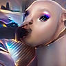 Nova is registered to the contest to win money with this photo: dog, canine, animal, face, portrait, close_up, glamour, purple_eyelashes, blue_eyes, shiny, stylized, digital_art, filter, colorful_lighting, indoors, futuristic, creative, head, snout, pet
