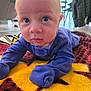 Lucas joined the competition — help win amazing prizes! baby, infant, blue_clothing, blanket, indoor, floor, curious, face, eyes, hands, crawling, child, portrait, soft, colorful, closeup, young, person, cute, expression
