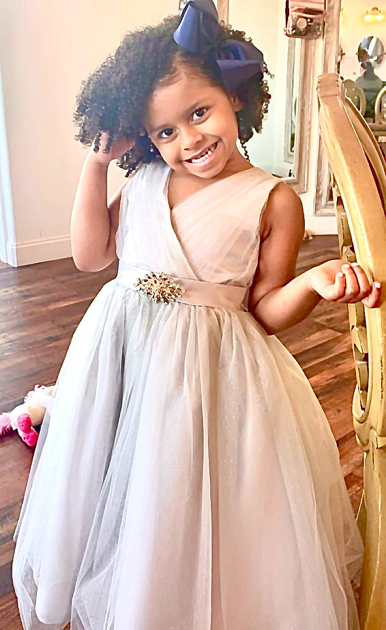 Liyah joined the competition — help win amazing prizes! a_line, bridal_clothing, bridal_party_dress, child, child_model, clothing, cocktail_dress, day_dress, dress, fashion_model, formal_wear, gown, hairstyle, joint, joy, long_hair, neck, person, pink, shoulder