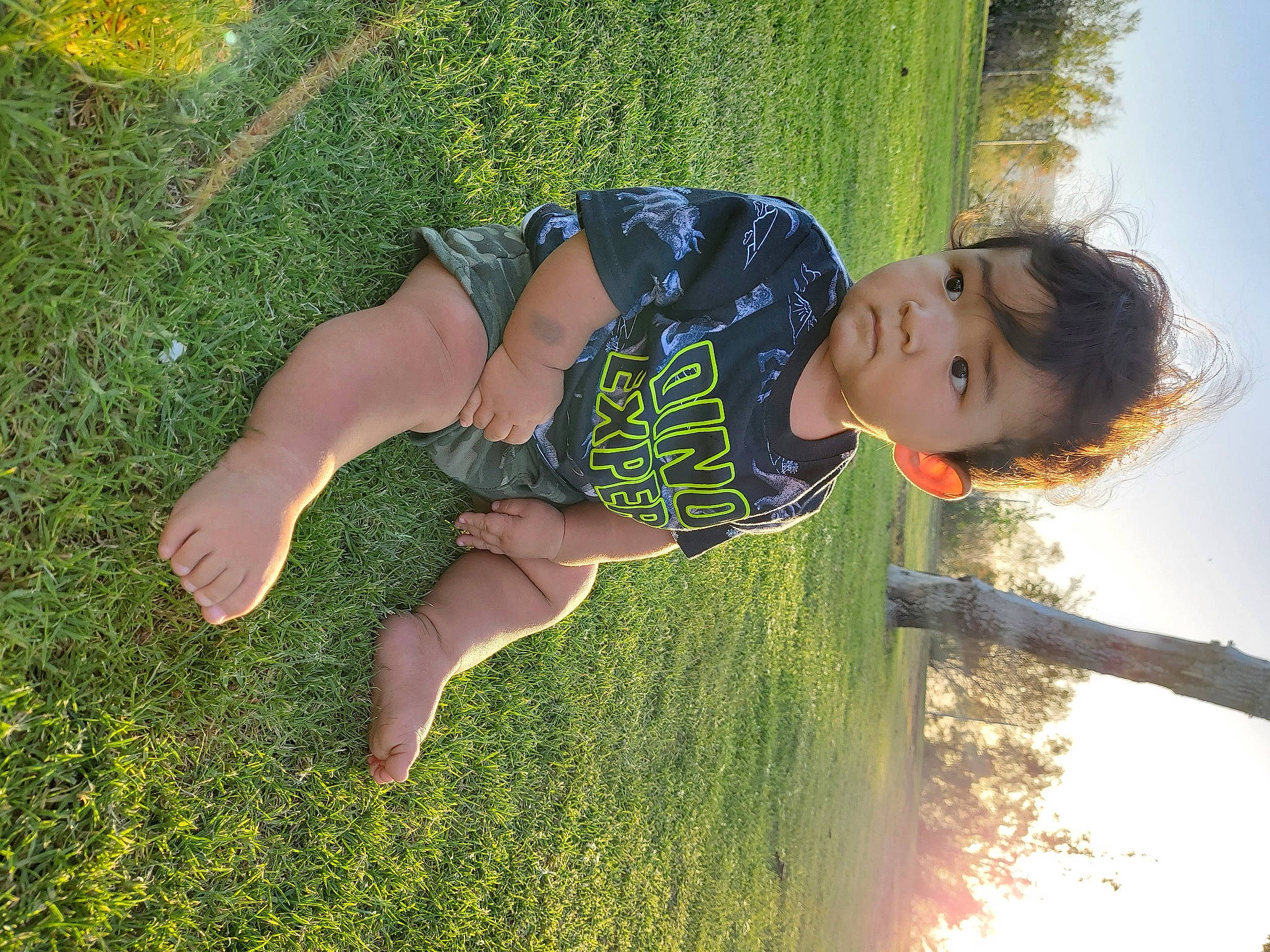 Zack is registered to the contest to win money with this photo: barefoot, black_hair, child, flash_photography, fun, grass, grassland, happy, human_leg, knee, landscape, leisure, people_in_nature, person, plant, recreation, sky, thigh, toddler, tree
