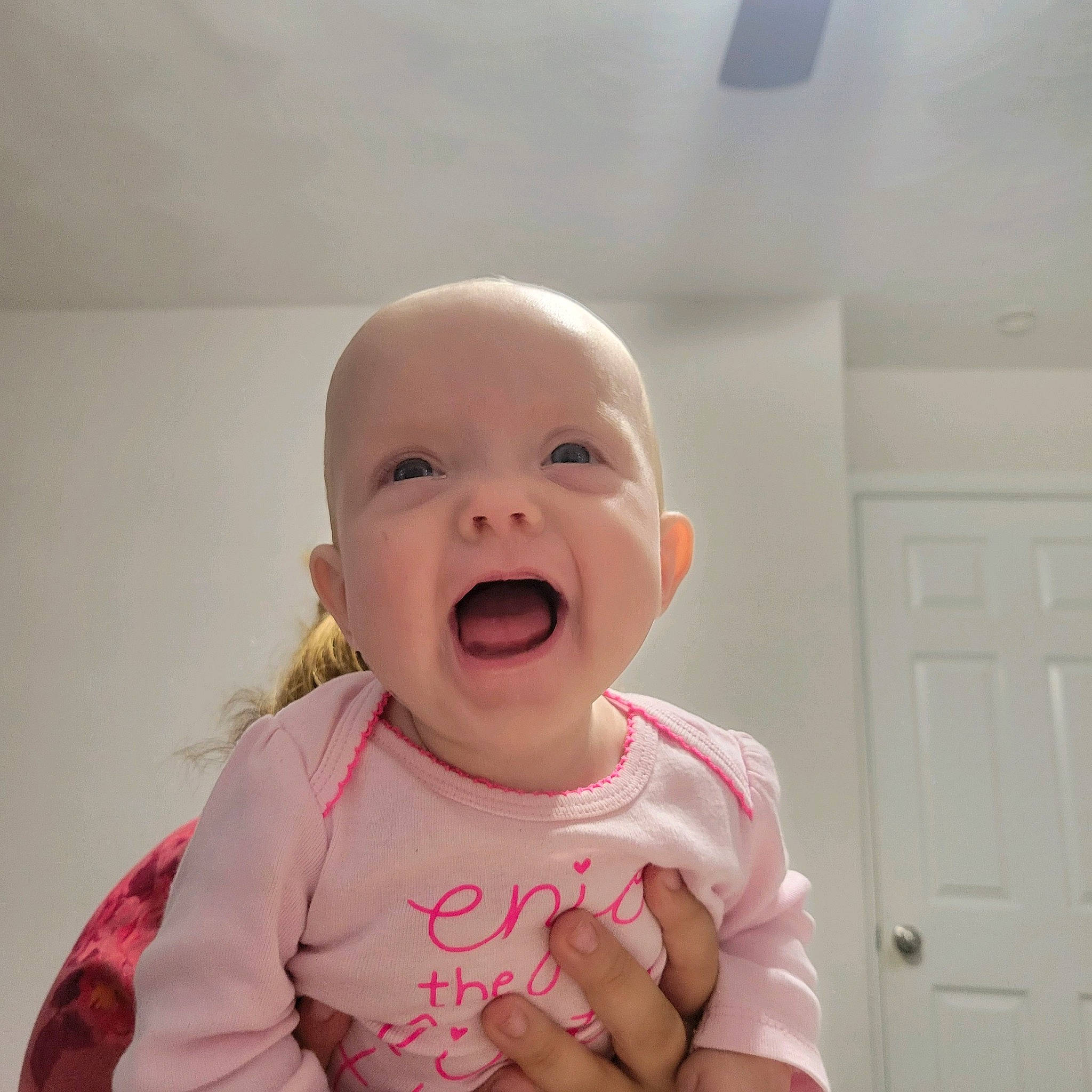 Charlotte joined the competition — help win amazing prizes! baby, baby_toddler_clothing, cheek, comfort, door, eye, eyebrow, finger, gesture, happy, human_body, iris, lip, nose, person, pink, skin, sleeve, smile, thumb