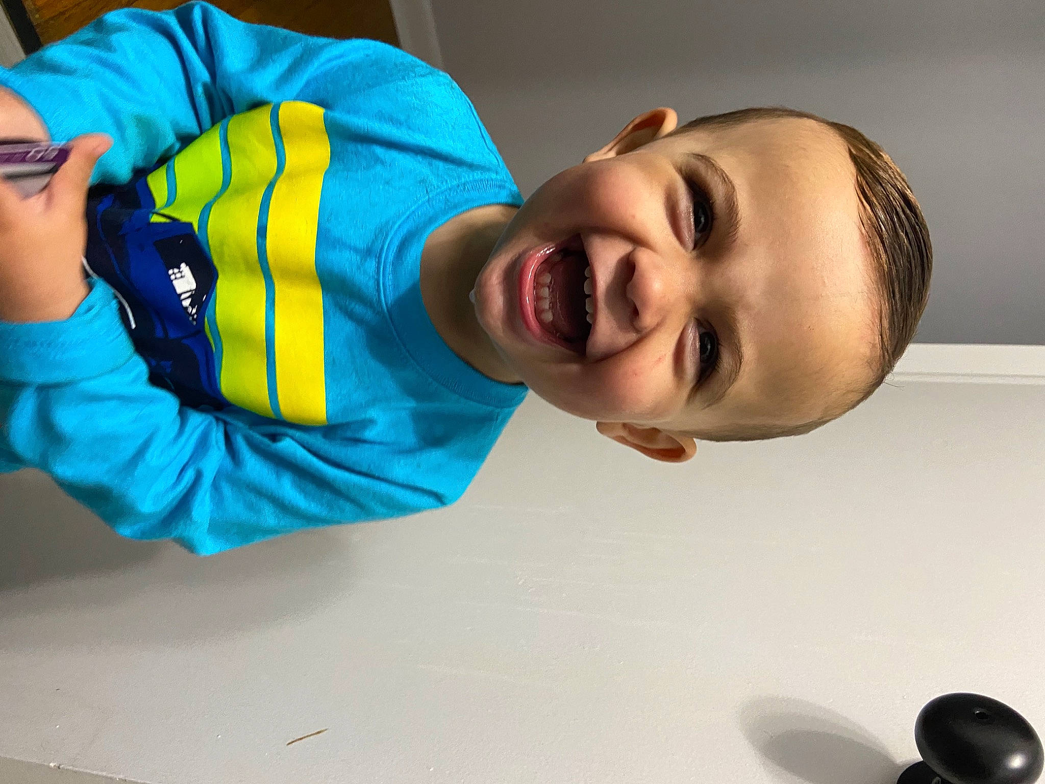 Louis joined the competition — help win amazing prizes! baby, baby_laughing, chest, child, comfort, elbow, electric_blue, eye, fun, happy, jaw, joint, laugh, leisure, mouth, nose, person, room, sleeve, smile
