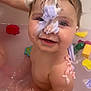 baby, bath, foam, water, tub, toy, child, smile, wet, skin, play, colorful, cute, happy, fun, indoors, cleaning, sitting, face, bubble