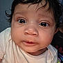 baby, close_up, face, infant, curious, wide_eyes, soft_clothing, skin, head, portrait, child, person, young, cute, expression, indoors, human, newborn, adorable, hair