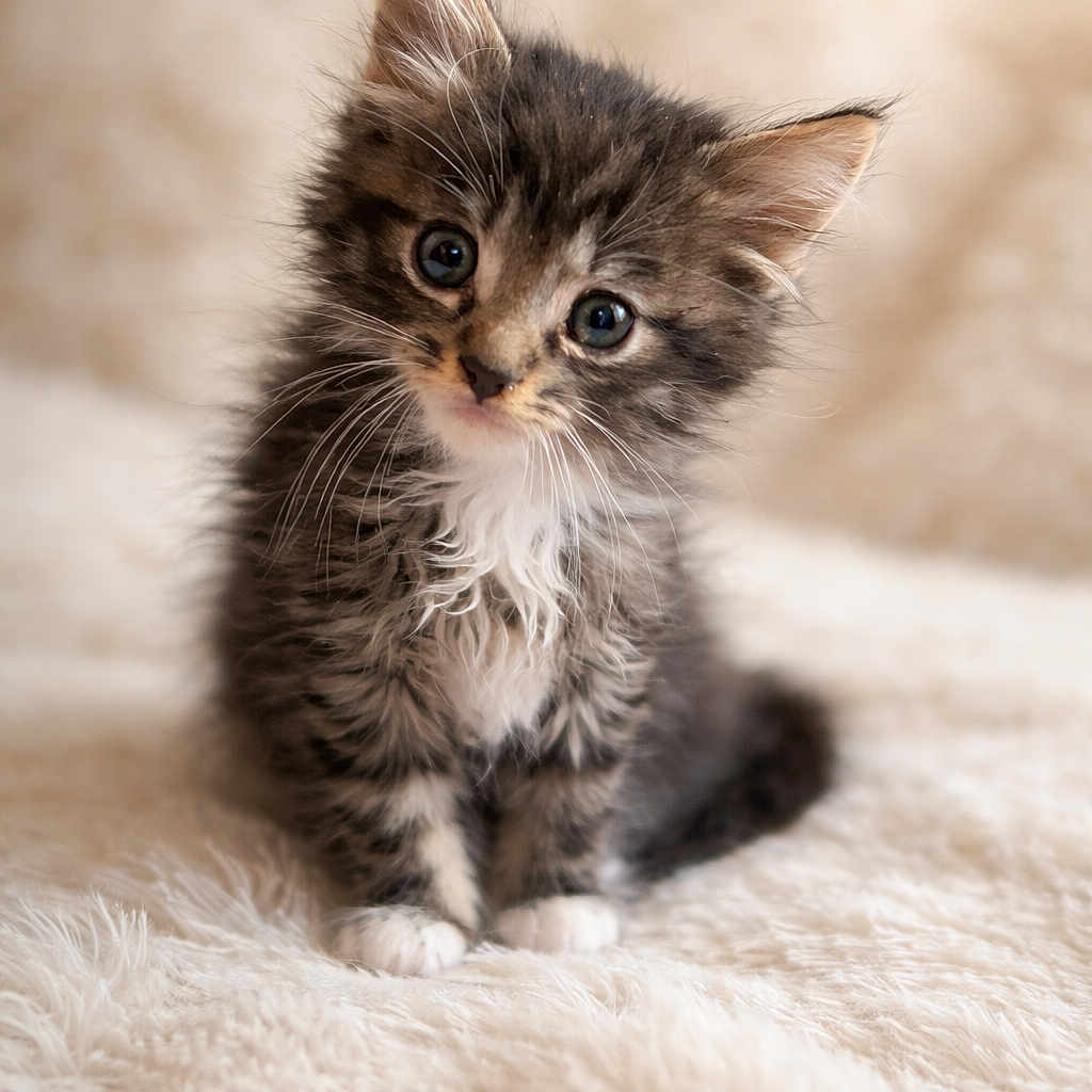 Tigrou participe au concours pour gagner de l'argent avec cette photo : kitten, cat, fluffy, cute, furry, pet, animal, young, small, soft, whiskers, sitting, curious, indoor, domestic, feline, adorable, closeup, portrait, fuzzy