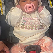 Dream joined the competition — help win amazing prizes! baby, infant, pacifier, headband, pink, car_seat, clothing, socks, hand, cute, child, person, seatbelt, comfort, newborn, apparel, resting, indoors, young, adorable