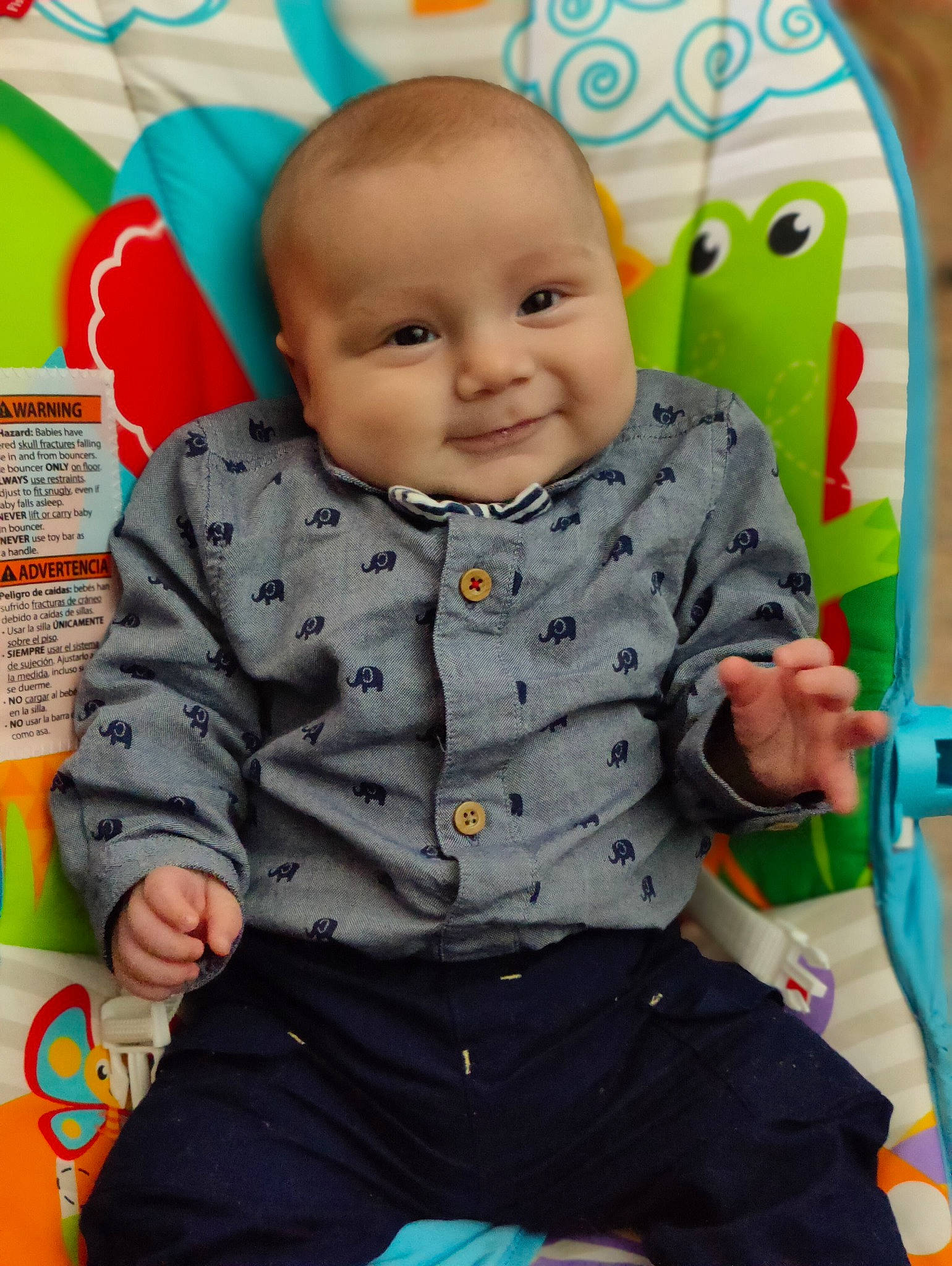 Nathaniel joined the competition — help win amazing prizes! baby, baby_toddler_clothing, cheek, clothing, eye, face, facial_expression, green, happy, head, human, joy, nose, outerwear, person, photograph, product, skin, sleeve, smile