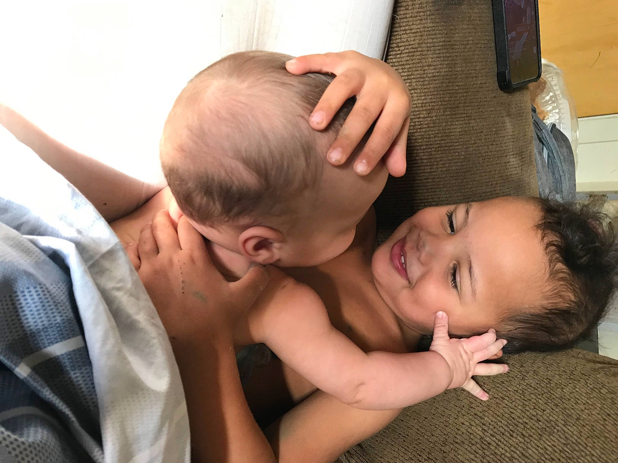 Jerome is registered to the contest to win money with this photo: baby, cheek, chest, comfort, finger, flooring, gesture, happy, human_body, joint, joy, leg, mouth, neck, nose, person, shoulder, skin, smile, thumb