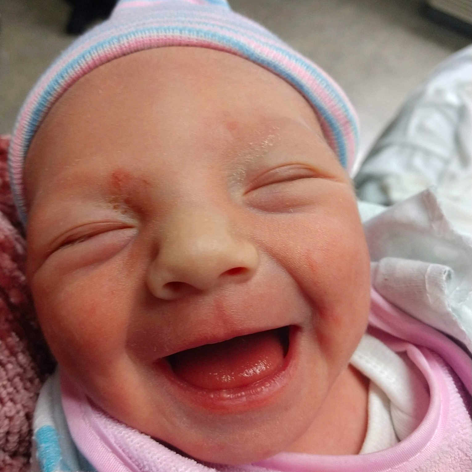 Lynleigh is registered to the contest to win money with this photo: baby, baby_laughing, baby_making_funny_faces, birth, cheek, child, chin, face, facial_expression, happy, head, joy, laugh, lip, mouth, nose, person, skin, smile, toddler