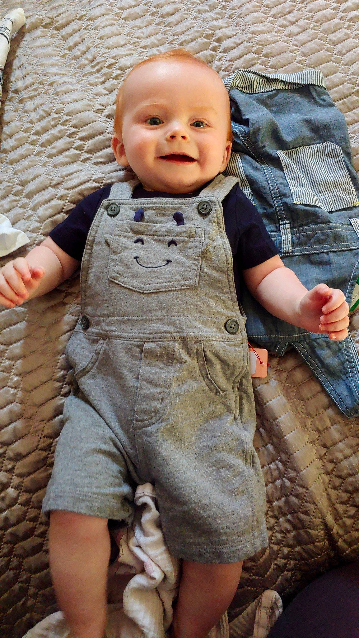 Tristan joined the competition — help win amazing prizes! baby, baby_toddler_clothing, cheek, child, facial_expression, finger, gesture, grass, hand, happy, joy, nose, pattern, people, person, skin, sleeve, smile, thumb, toddler